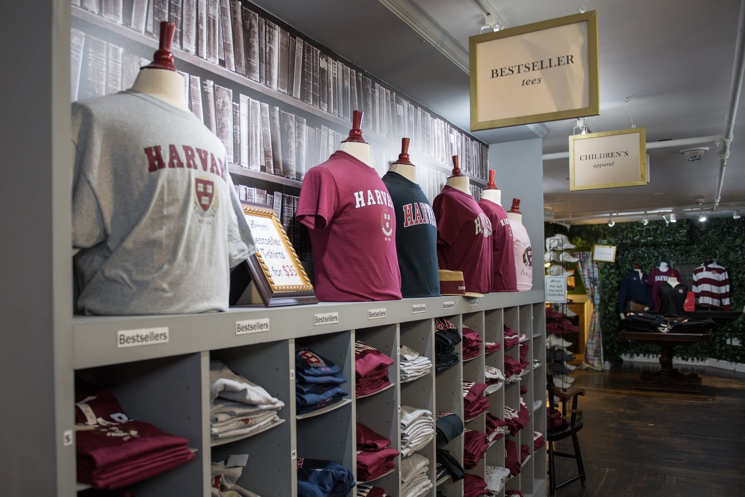 The Harvard Shop on Mt. Auburn Street sells a variety of Harvard memorabilia, from popular t-shirts to newer items like teddy bears and phone cases. The Shop moved in 2013 to its current location across from Lowell House.