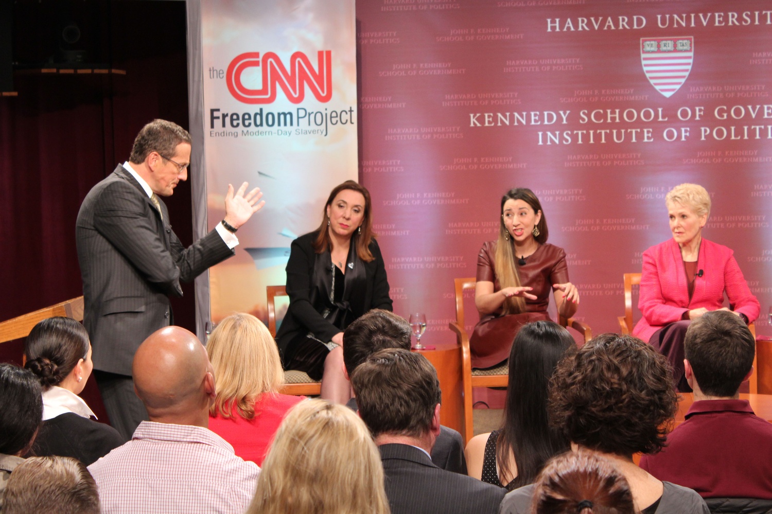 
Rachel Lloyd, founder of Girls Educational and Mentoring Services, explains the specifics of “safe harbor” laws and their importance for anti sex-trafficking work to moderator Richard Quest at the broadcast taping of “Fight for Freedom: Confronting Modern Day Slavery” Wednesday night. Lloyd was one of five human trafficking experts on a panel organized by the CNN Freedom Project, which produces news stories about modern day slavery. 

