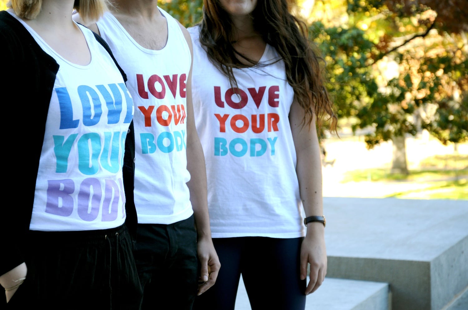 The peer-counseling group ECHO sold "Love Your Body" bro tanks on "Love Your Body" day last semester.
