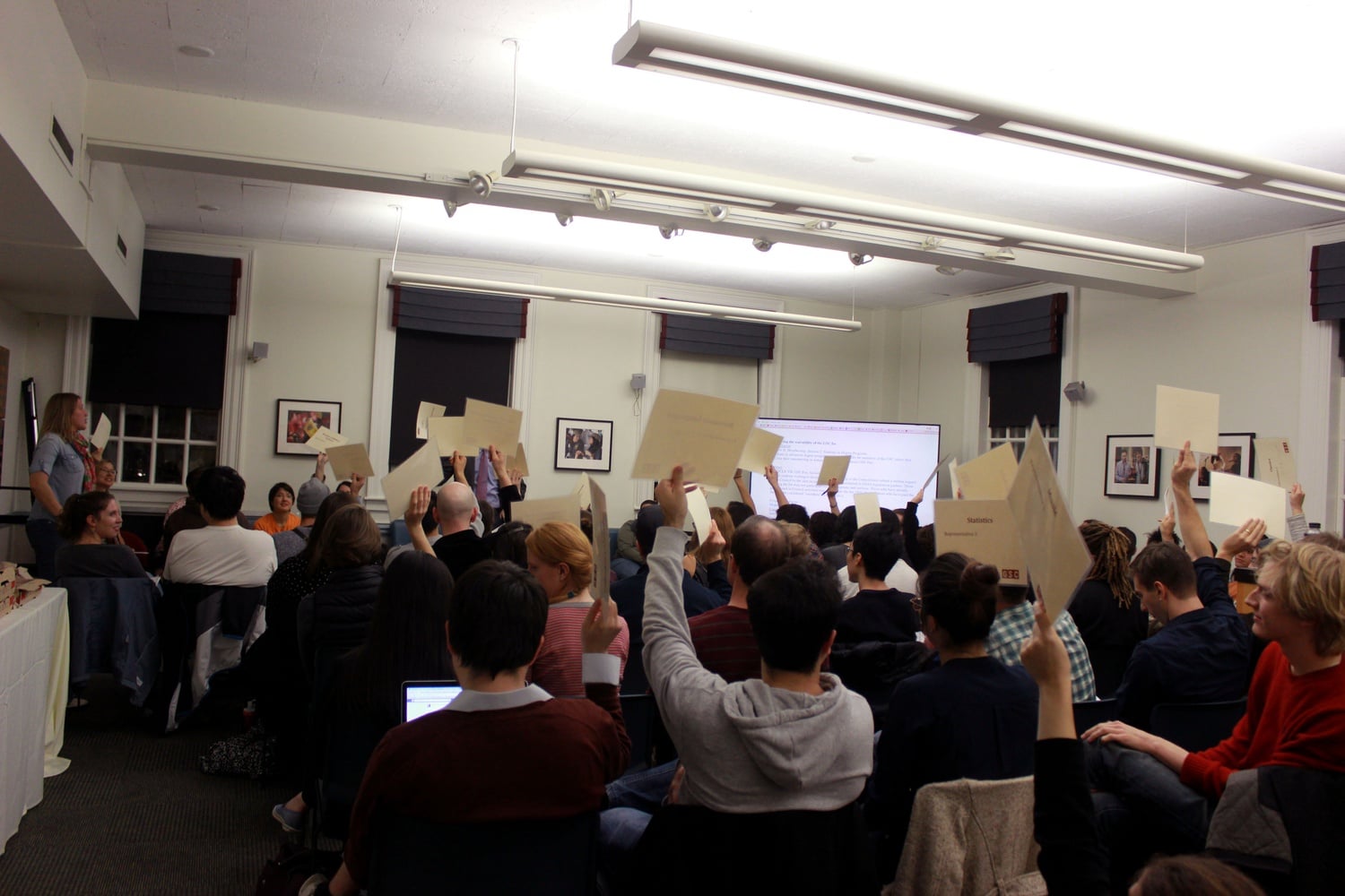 At a meeting of the Graduate Student Council in the fall, students discussed whether to support graduate students part of a movement to unionize