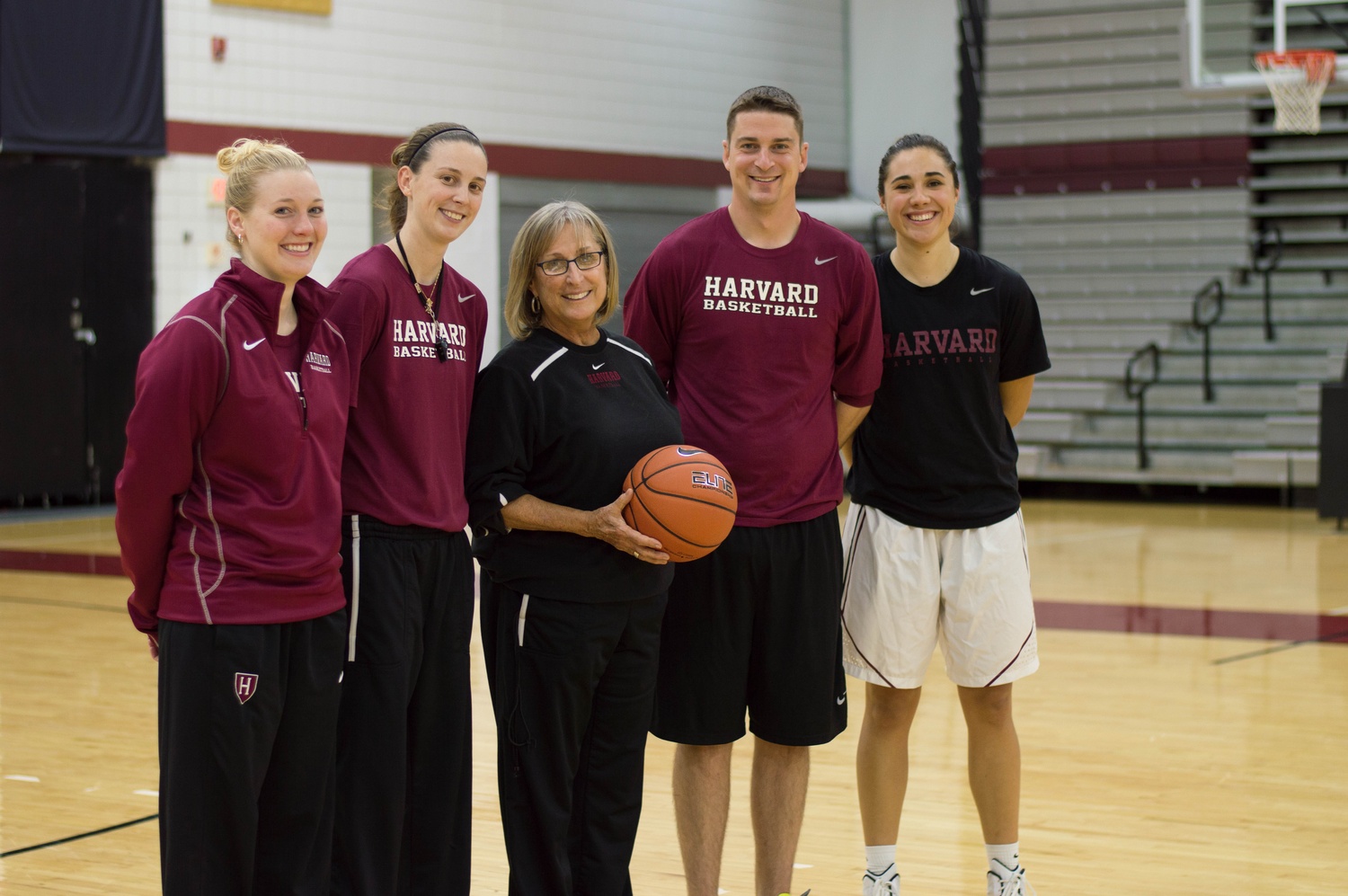 Harvard women's basketball head coach Kathy Delaney-Smith, pictured with her assistant coaches in 2015.