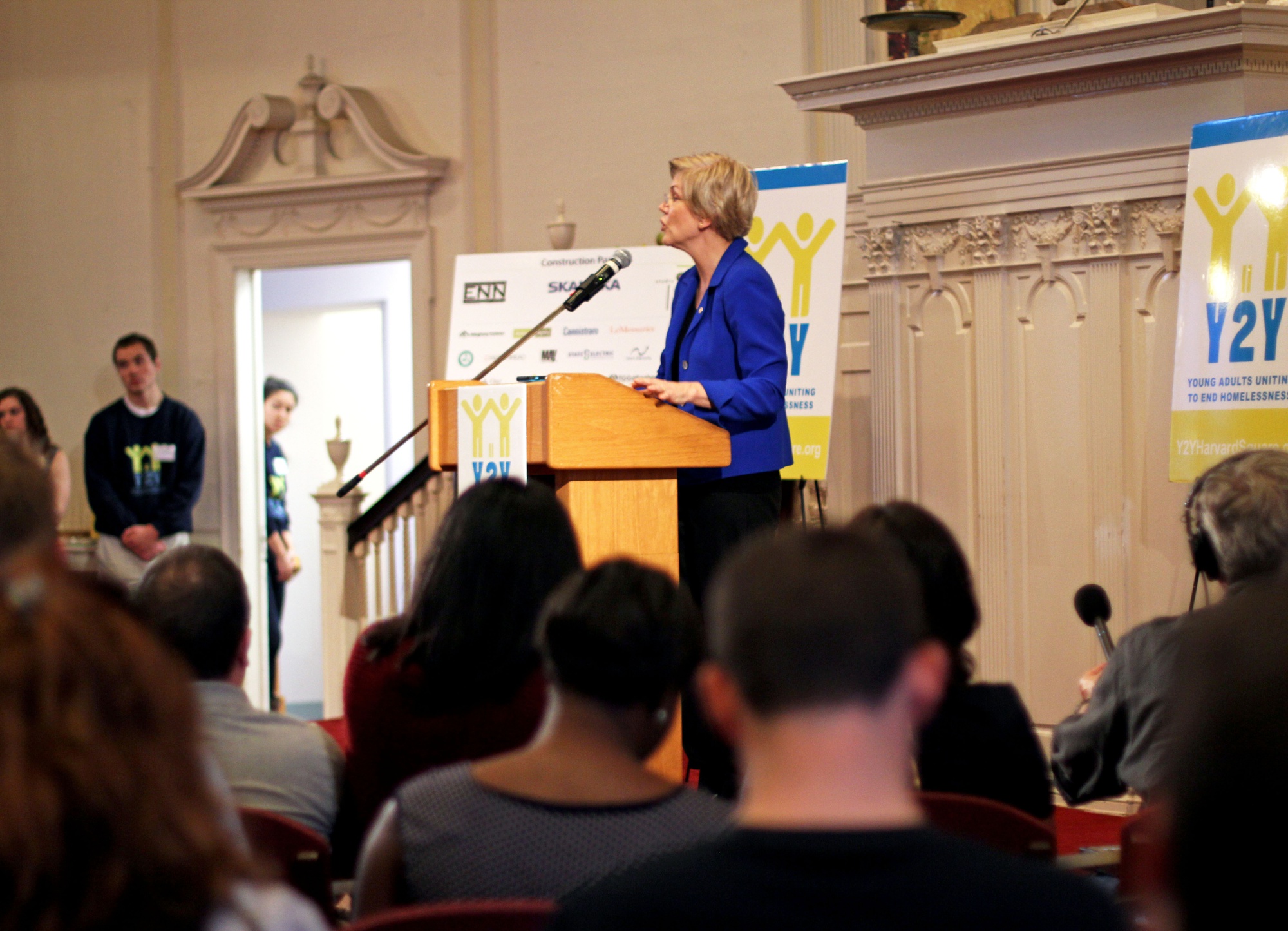 U.S. Senator Elizabeth Warren spoke at the opening celebration for Y2Y Harvard Square, the youth homeless shelter that will be opening in December. “All young people have a right to live safely and with dignity,” Senator Warren said. “Y2Y Harvard Square will play an important role as a safe place and resource for youth in our community who need a chance to get back on their feet.”