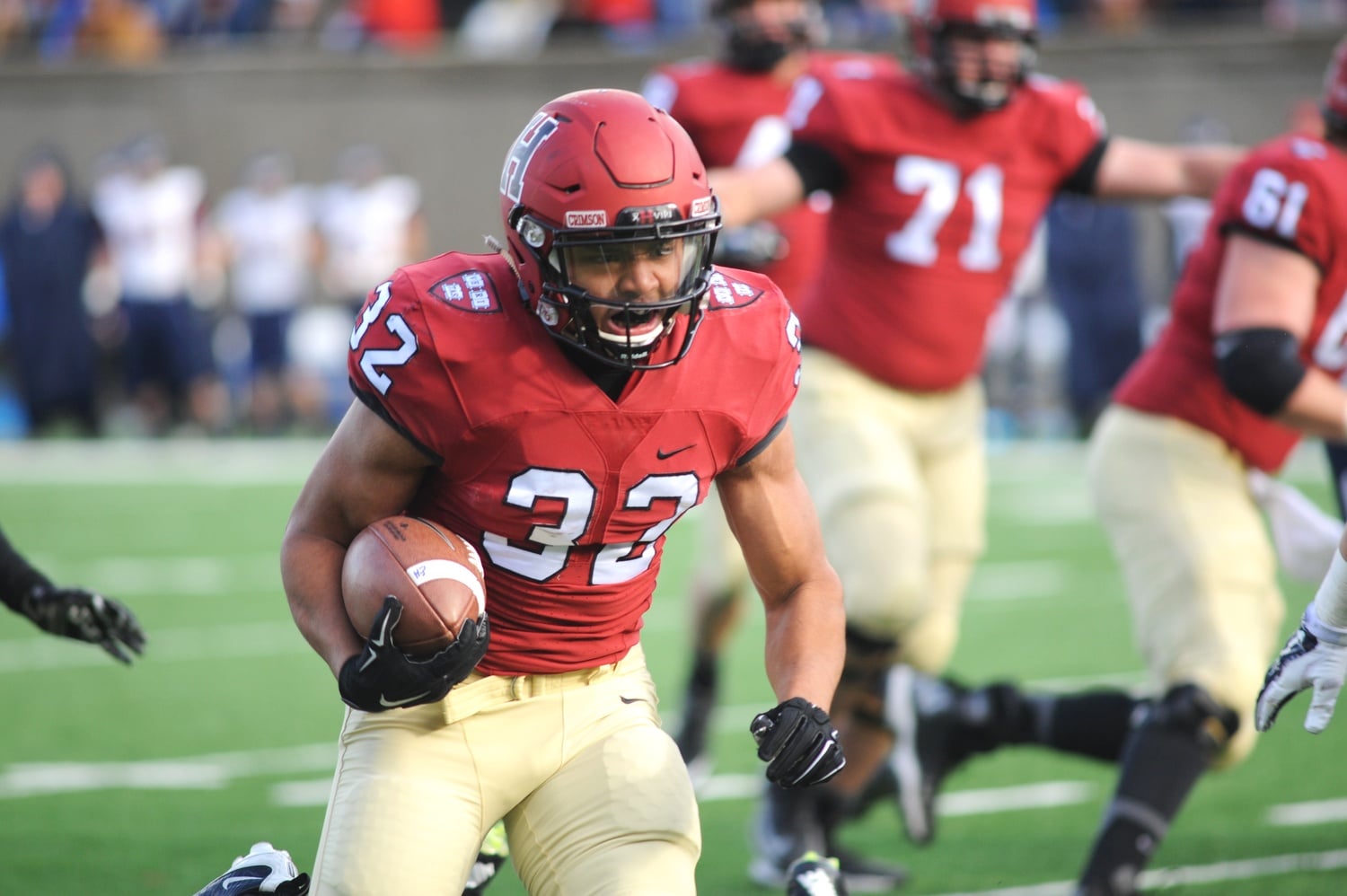 Sophomore running back Semar Smith punched in a 15-yard touchdown run in the first half, one of the Crimson's four first-half scores.