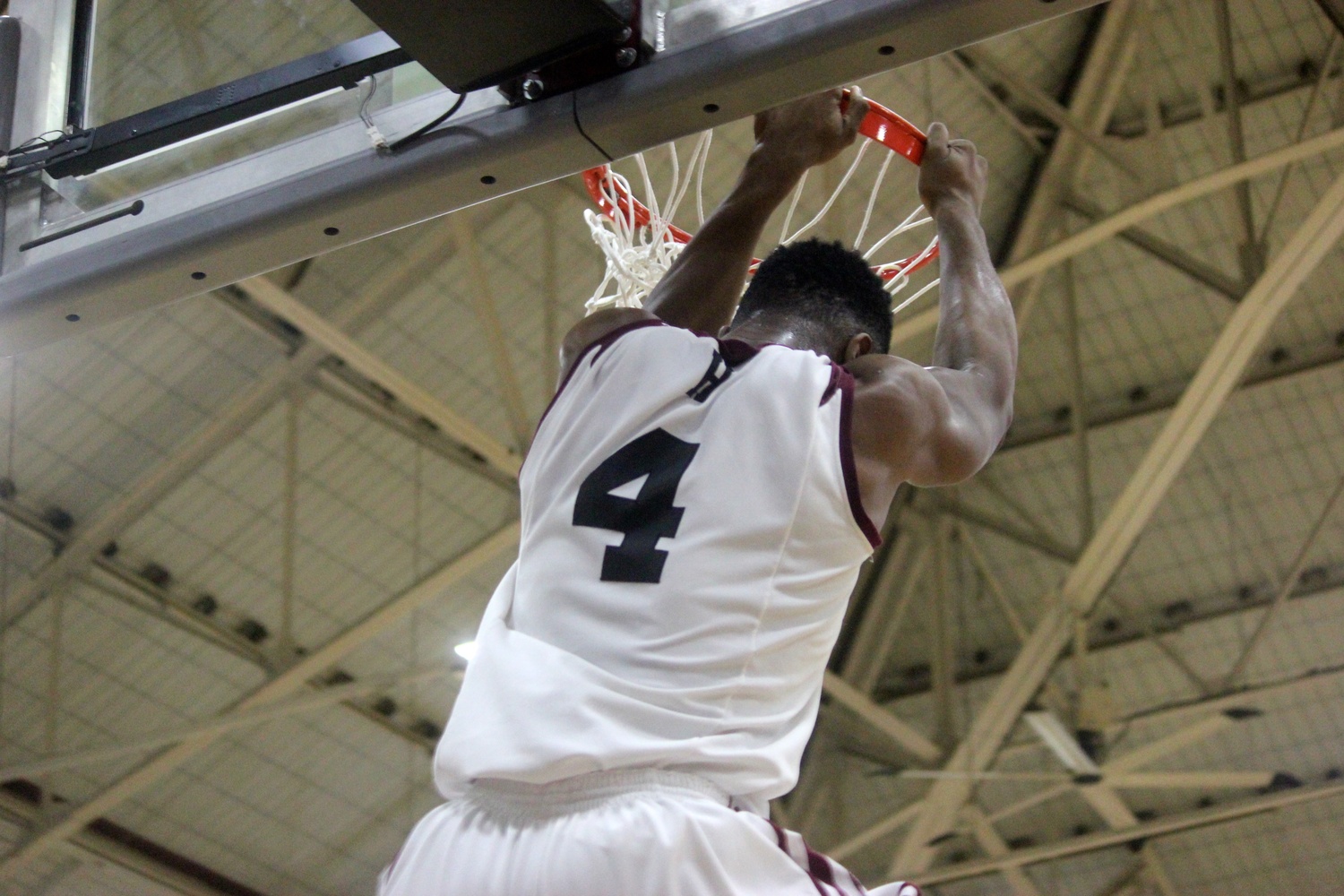 Junior forward Zena Edosomwan, shown throwing down a dunk against MIT on Friday, had 13 points and a career-high 16 rebounds in a 76-64 loss to Providence.