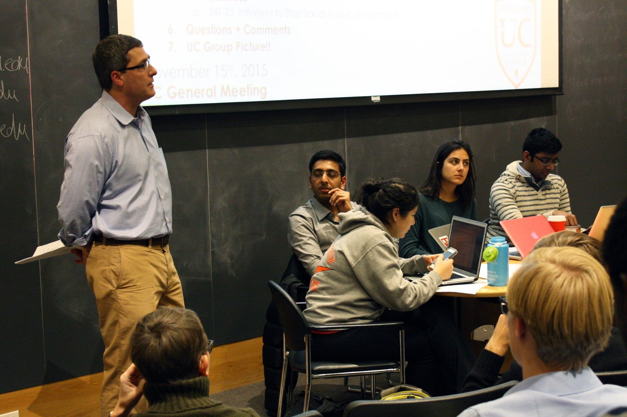 Philosophy professor Sean D. Kelly speaks to the Undergraduate Council on upcoming changes to the General Education program.