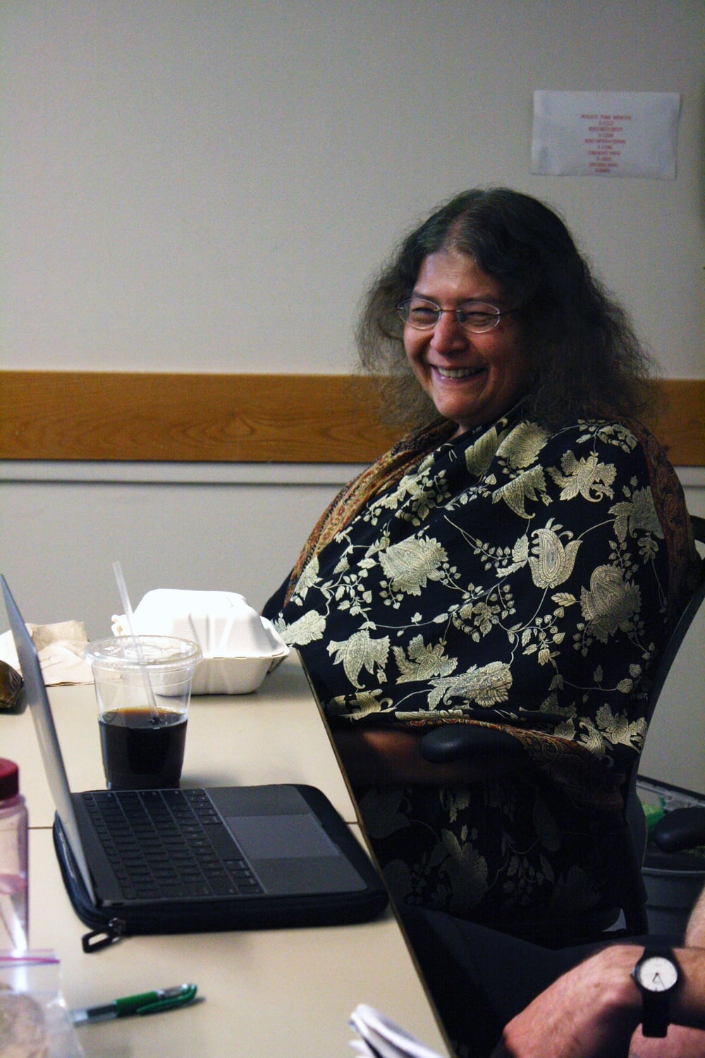 Professor Sheila Jasanoff ’64 leads a weekly meeting about Science, Technology, and Society on Tuesday, Nov. 17, 2015.