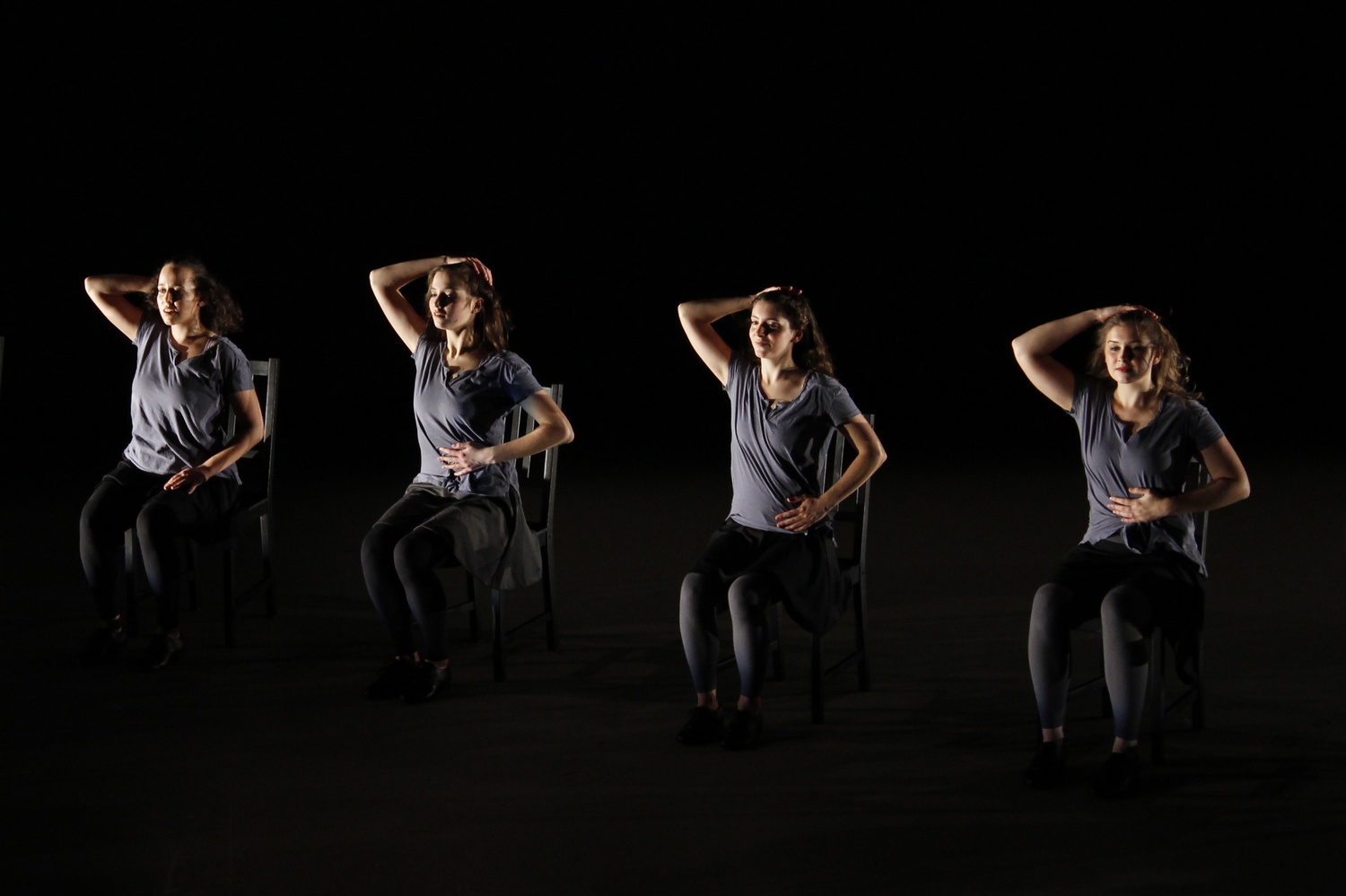 Students from the Harvard Dance Project perform a reinterpretation of Belgian contemporary dance "Rosas danst Rosas."
