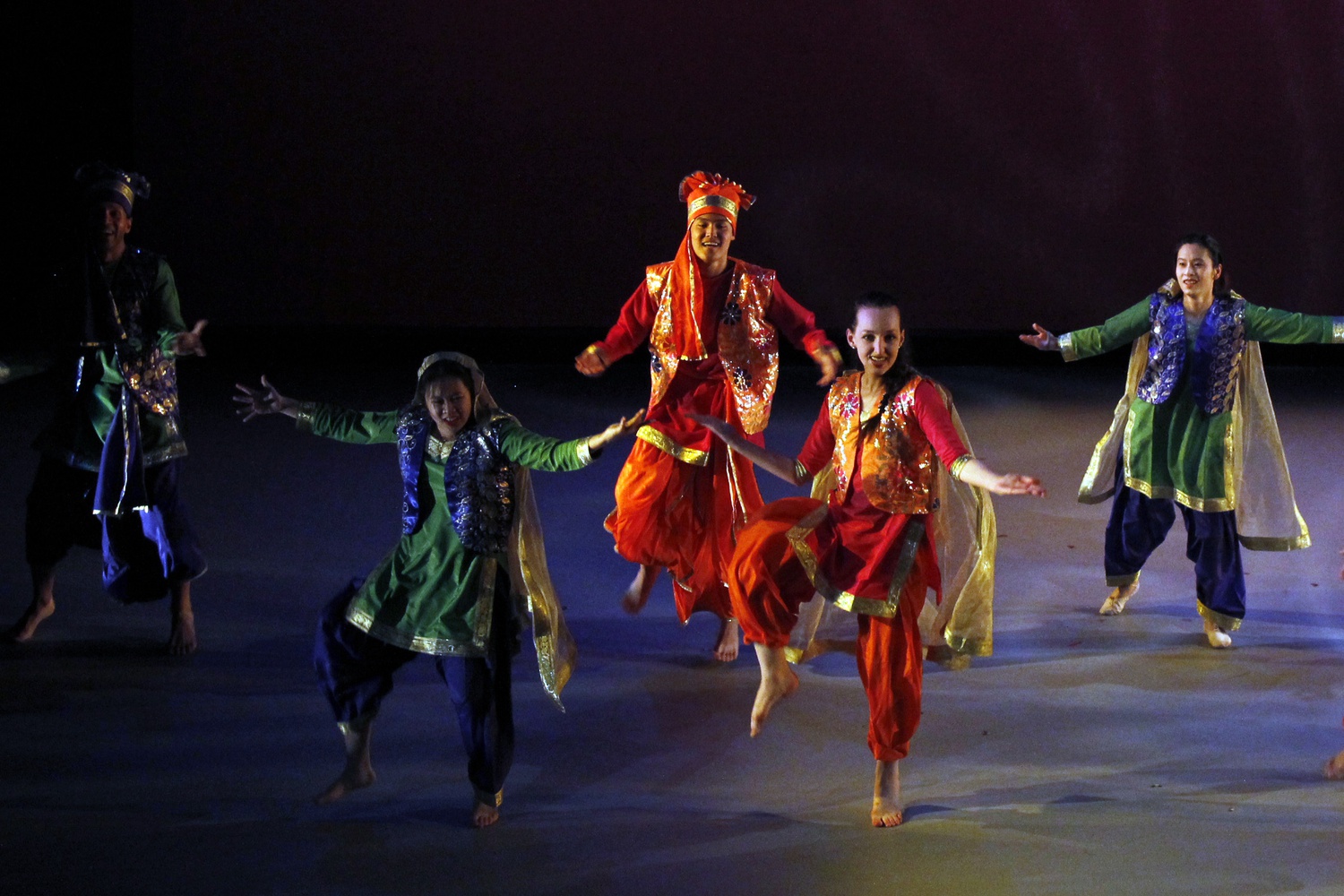 Students from Harvard's Bhangra Dance Company conclude "Gym Dances," an event celebrating the 10 year anniversary of Harvard Dance Center's conversion from a basketball gymnasium to a major performance venue.
