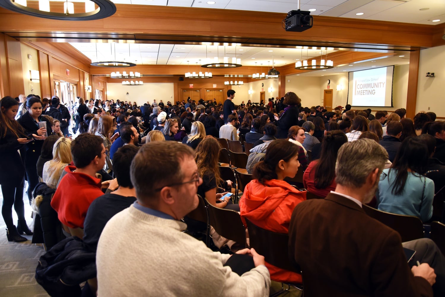 Harvard Law School students, staff, and faculty joined Dean Martha L. Minow at the third community meeting on race in the past three weeks on Friday afternoon.

