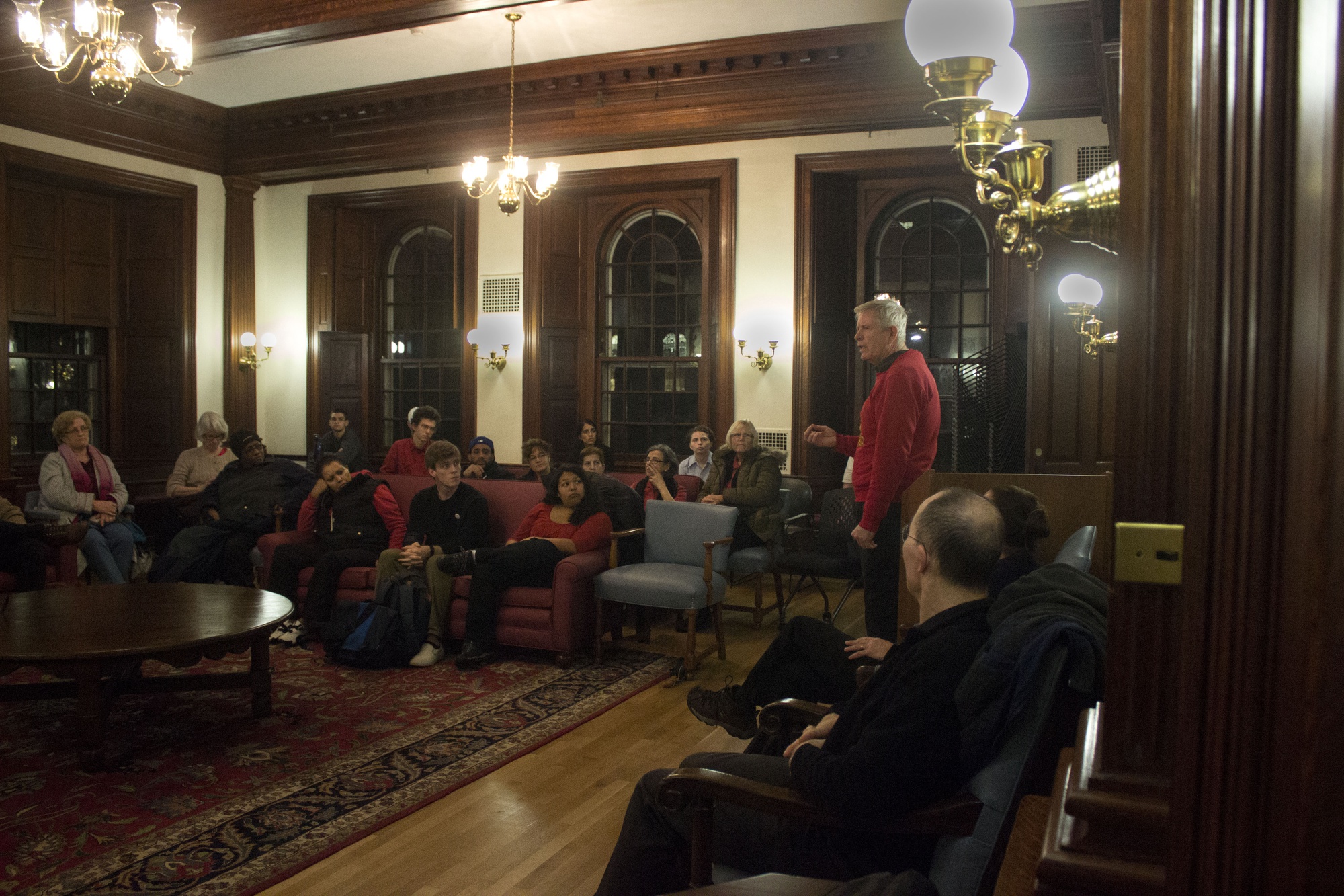 HUDS employees, Harvard students, and other Harvard affiliates gathered last Wednesday to talk about the proposed changes to the worker health insurance plan. The event was sponsored by the Student Labor Action Movement.