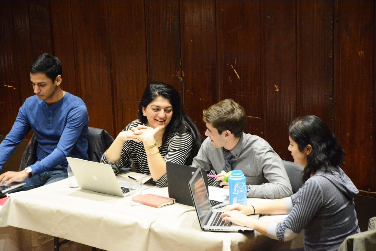 Undergraduate Council President Shaiba Rather '17 and Vice President Daniel V. Banks '17 preside over a UC meeting earlier this semester. Rather and Banks pushed for the rebranding of the Bridging and Belonging Grant.