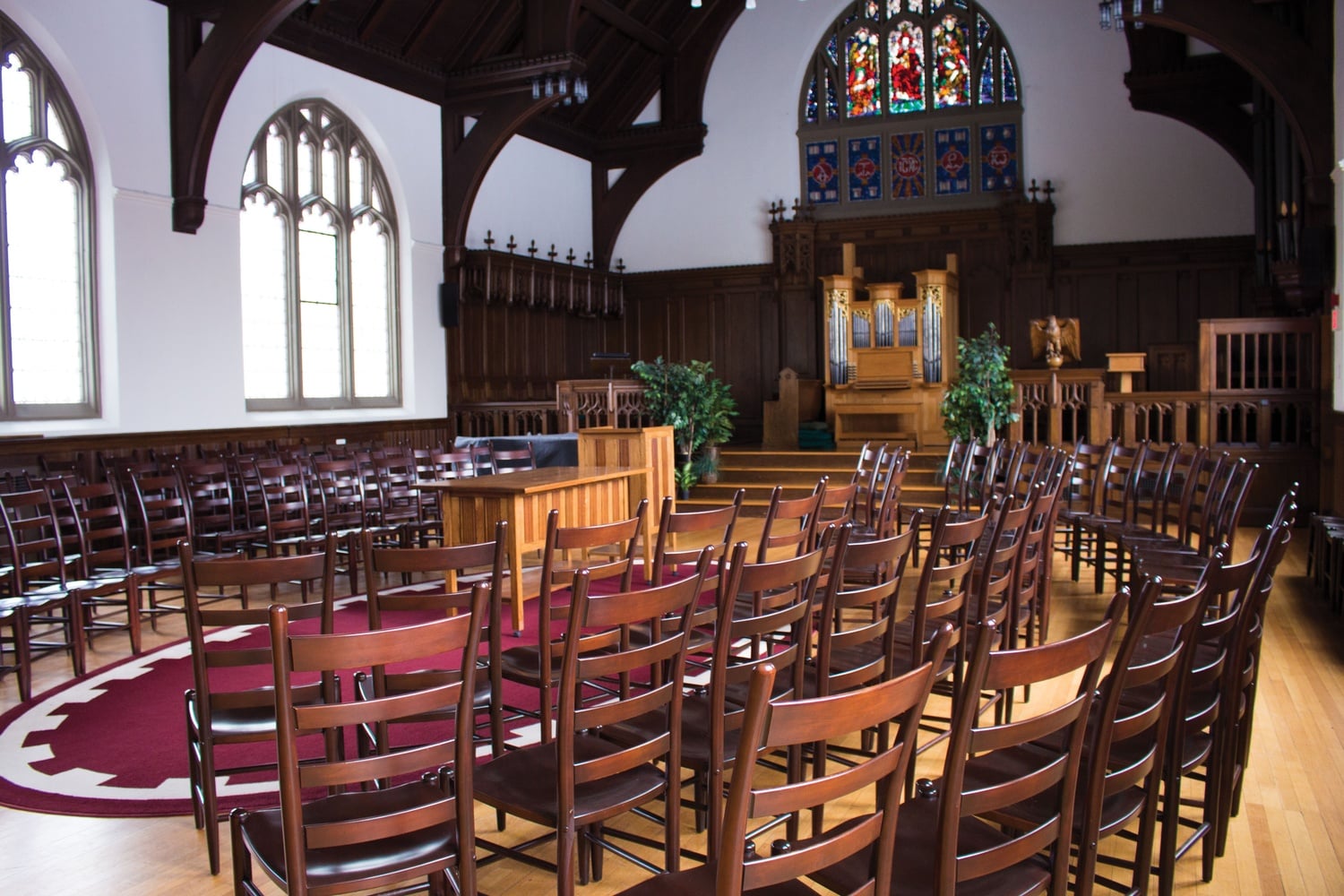 The Andover Chapel is one of several places that will be renovated in Andover Hall at the Harvard Divinity School. The renovated chapel will be designed to reflect its role as a multi-faith place of worship. 
