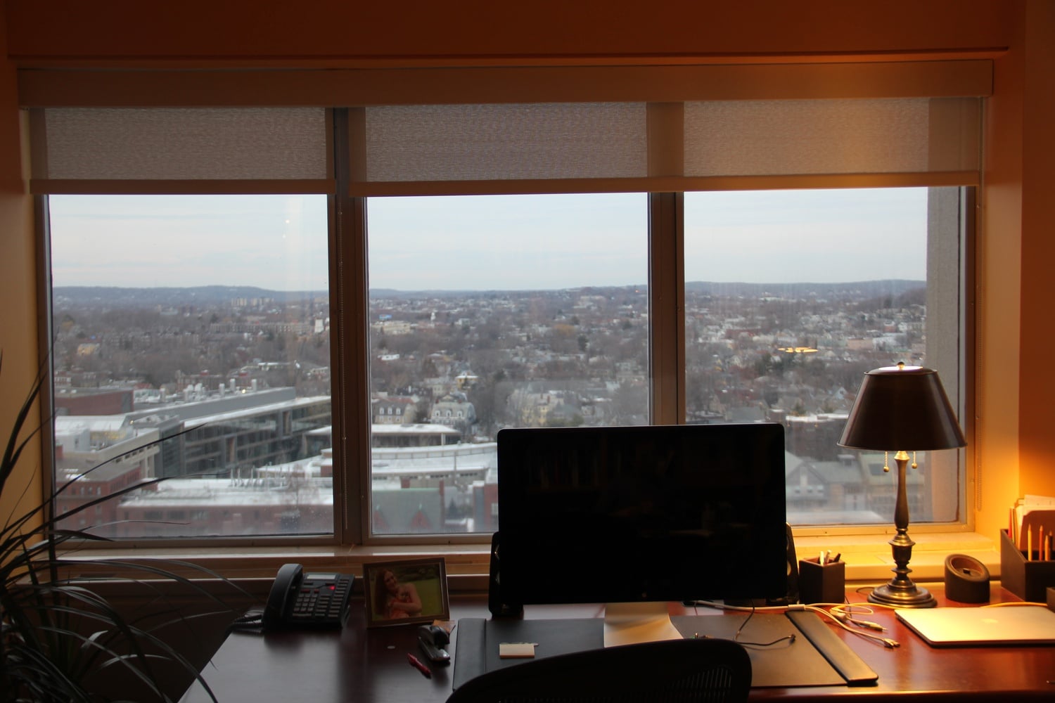 A view of Cambridge from Professor Cushman's office in William James Hall.
