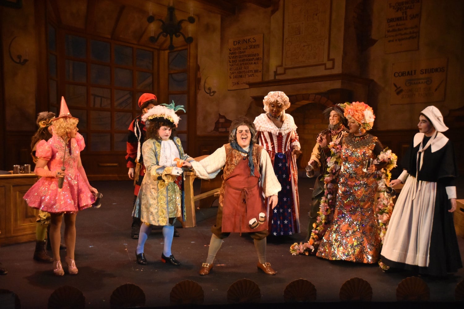 Members of the Hasty Pudding Theatricals perform in That 1770s Show, their 168th production.  The show runs in Farkas Hall through March 6.  