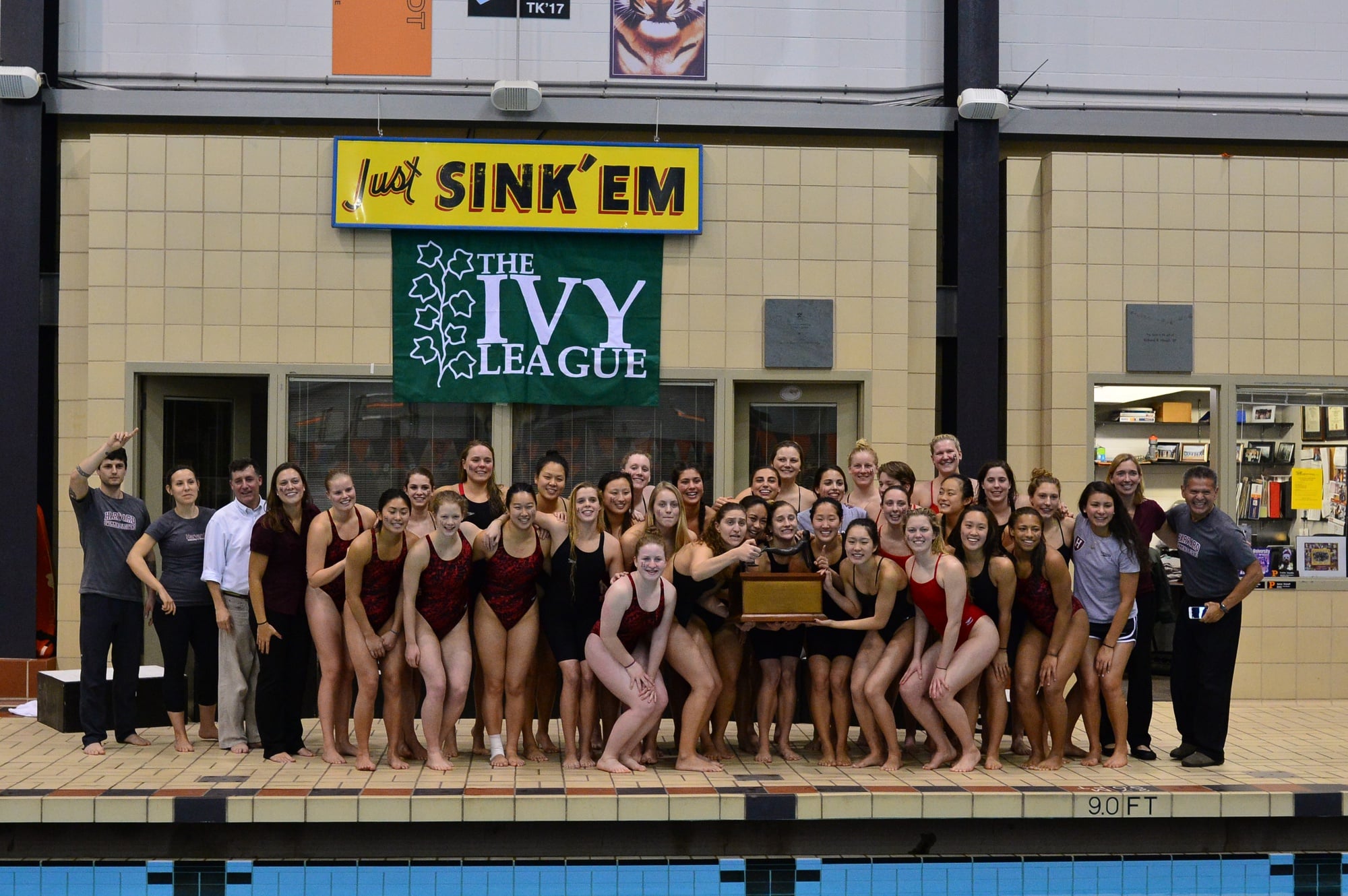 After losing to Princeton the previous year, the Crimson crowned itself Ancient Eight champions at the DeNunzio Pool, the Tigers' home pool.