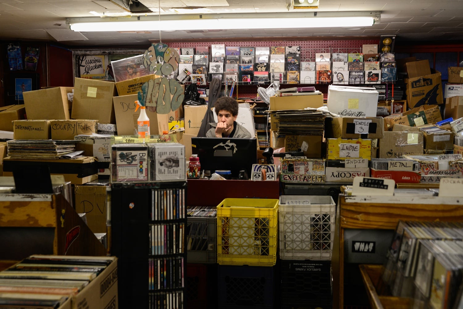In Your Ear, a tucked away record store on Mt. Auburn, holds a great collection of old CDs, records, and tapes. On Saturday afternoon the store was full of customers sifting through antique records. 