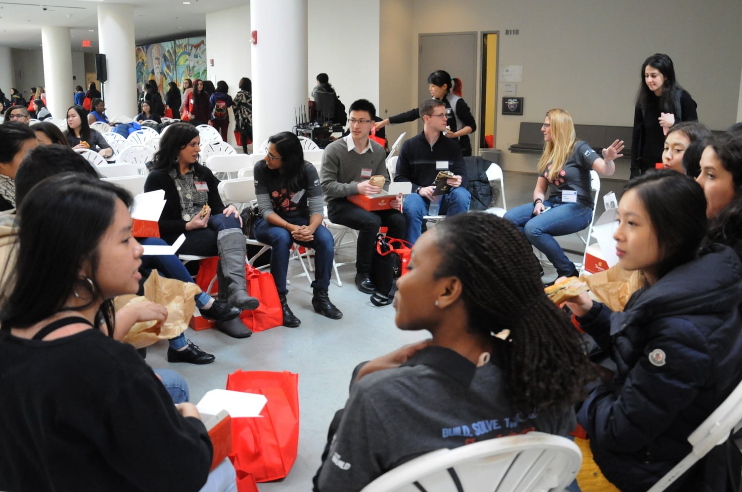 The WECode conference in 2016. The group's 2024 conference featured Palantir as a sponsor.