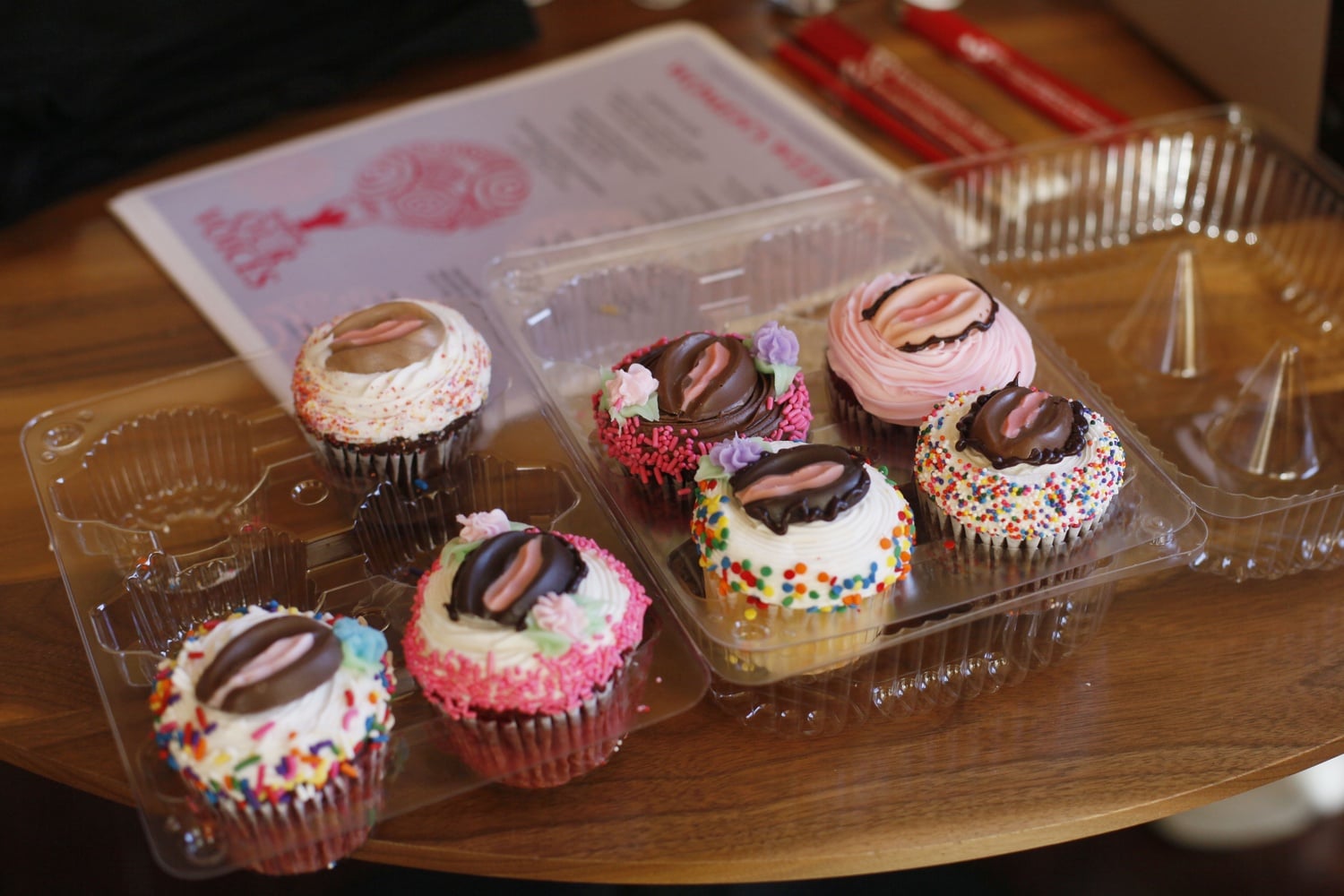 Free Feminist-themed cupcakes and buttons were offered at Feminist Coming Out Day in the Barker Center on Tuesday afternoon.