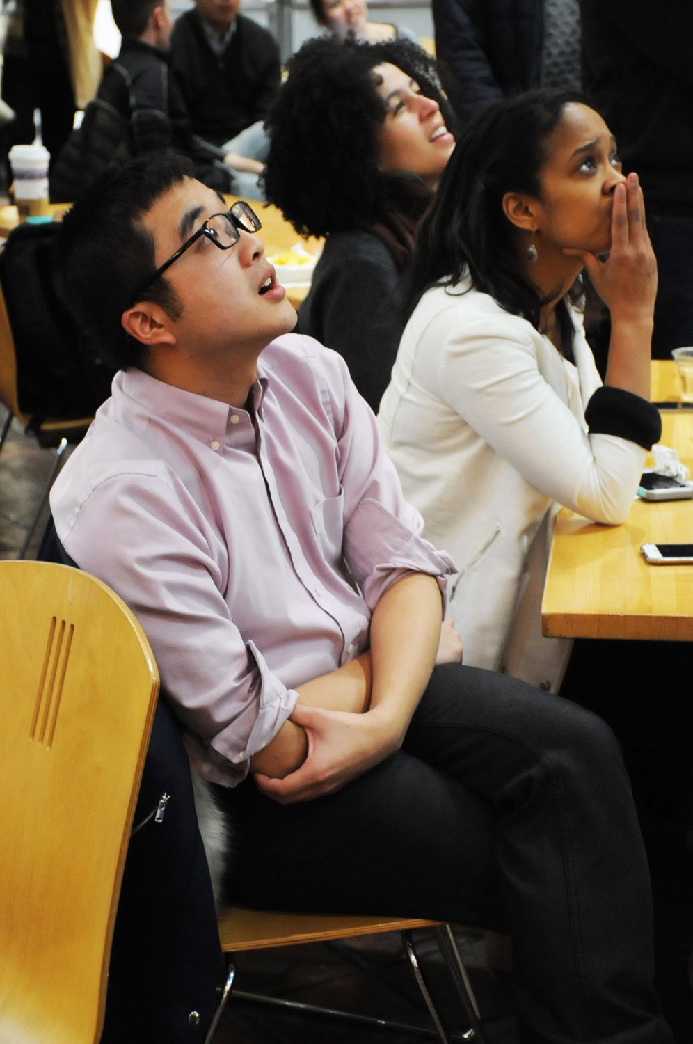 Attendees of the IOP Super Tuesday Watch Party watch as projections are announced for the 2016 presidential primary elections.
