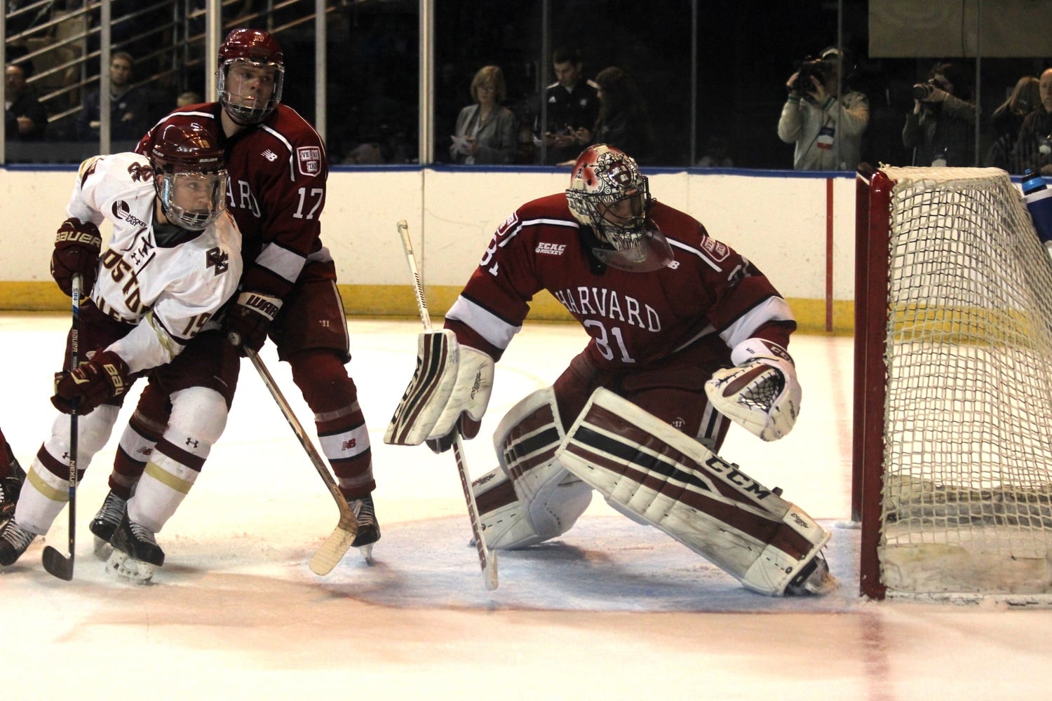 Sophomore goaltender Merrick Madsen made 21 saves in a season-ending 4-1 loss to Boston College on Friday.