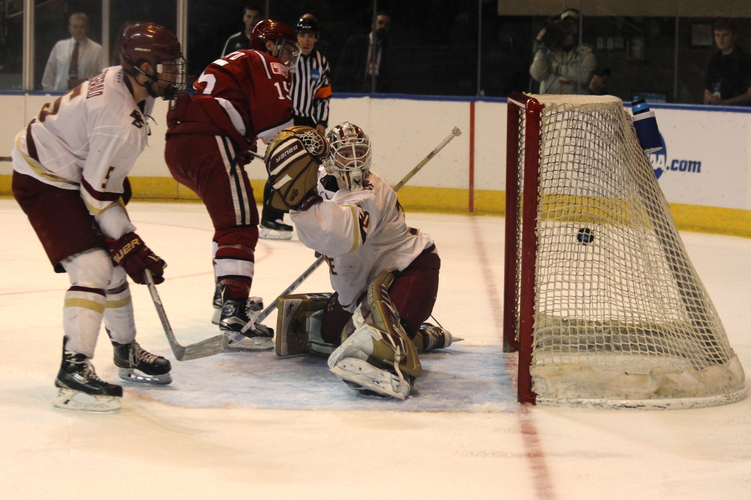 Seb Lloyd pulled the Crimson within two with this goal midway through the second period. BC's early strikes, however, ultimately doomed the Crimson.