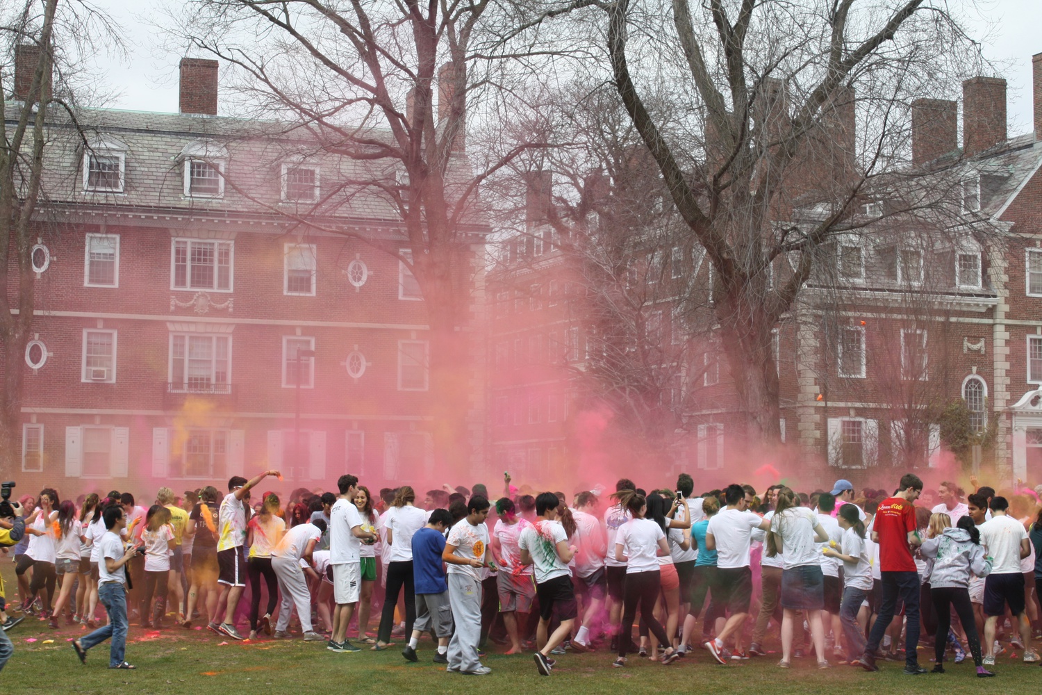 Harvard undergraduates celebrate Holi, a festive Hindu holiday celebrating the beginning of spring.