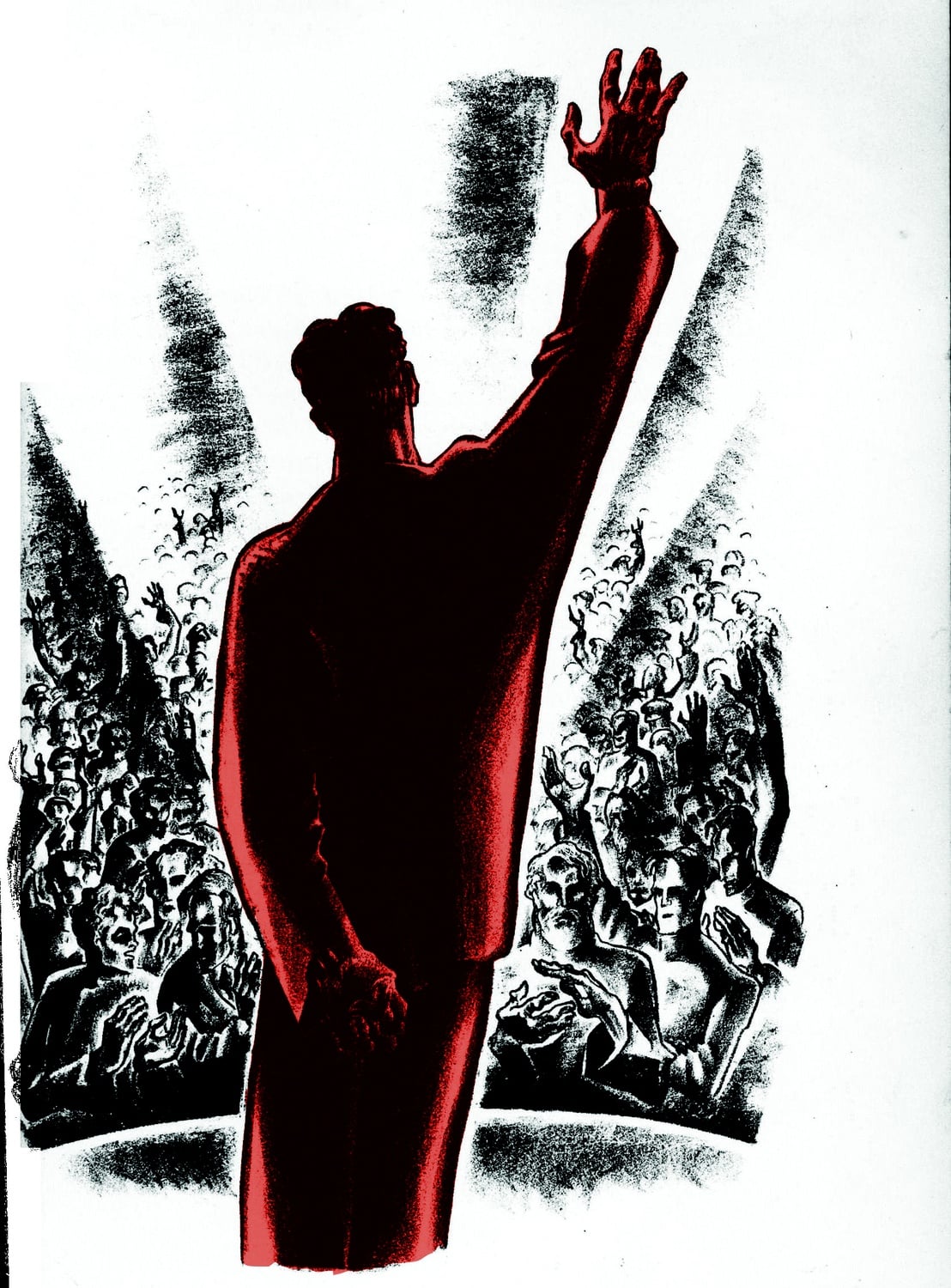 Reed speaks to several supporters. In "One of Us: The Story of John Reed in Lithographs."