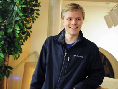 Cover image for Freshman UC Representative Evan Bonsall at Ticknor Lounge