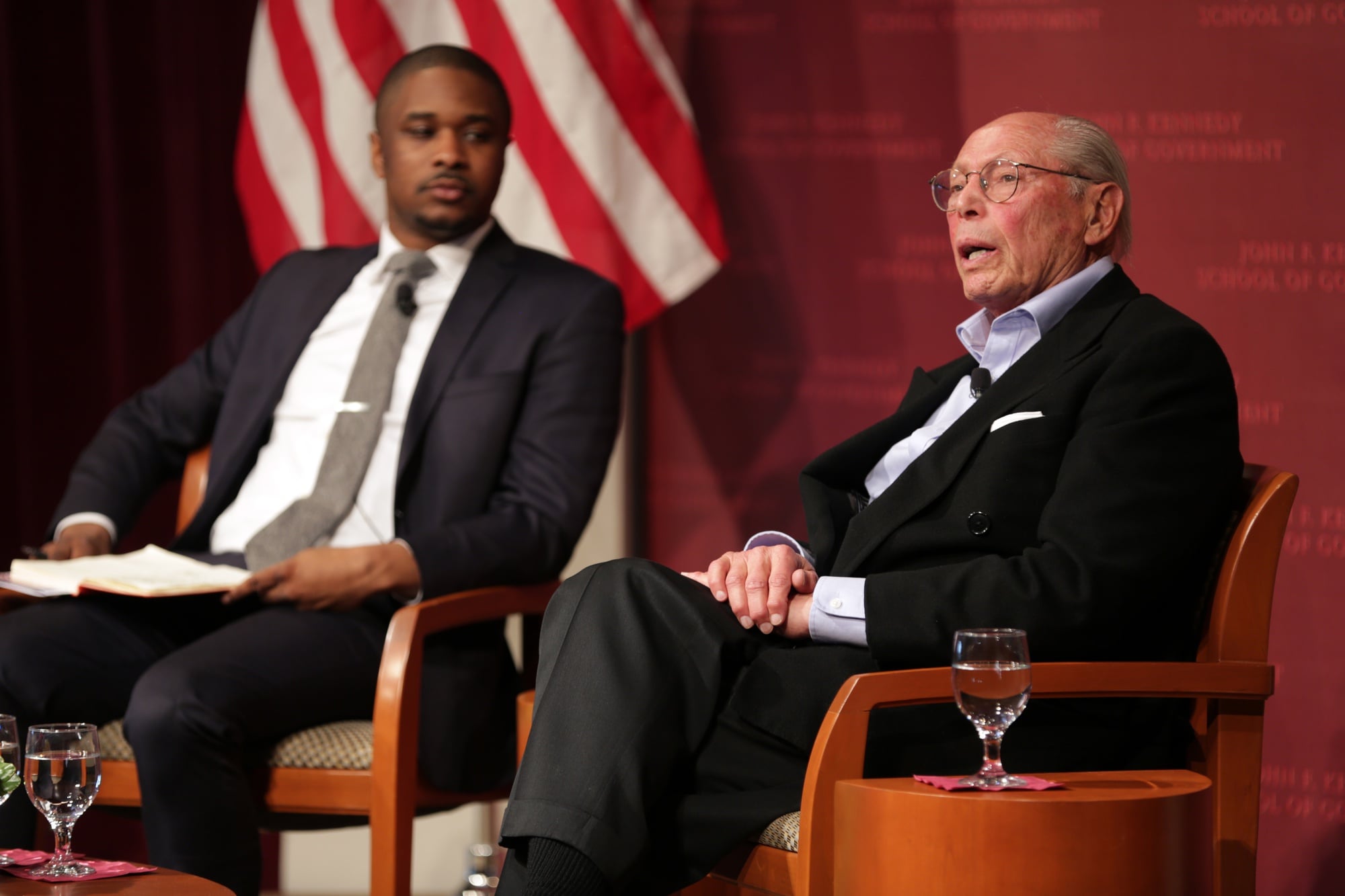 Academy Award-winning director and producer Irwin Winkler spoke with moderator Brandon Terry about politics of film Friday at the John F. Kennedy Jr. Forum.