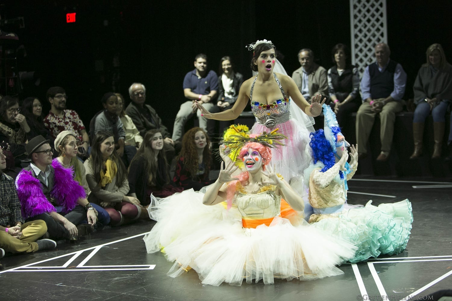 (from left) Lilleth Glimcher '14, Marisa Fratto, and Mark Mauriello '15 in “The Lily's Revenge.”