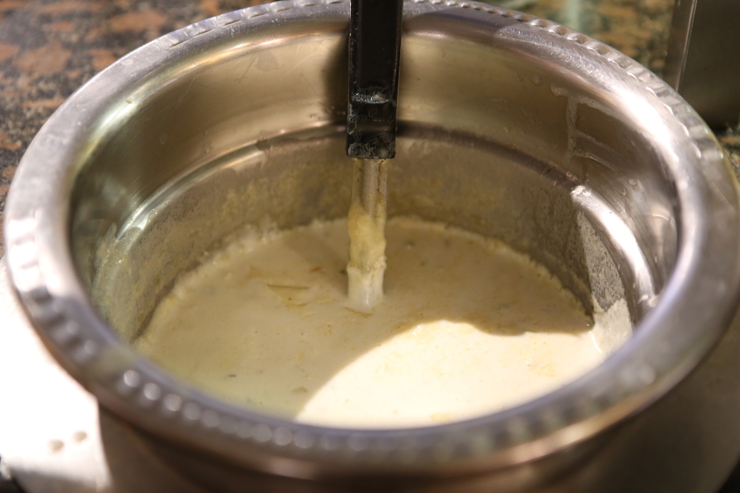 New England Clam Chowder, served in Kirkland dhall. 