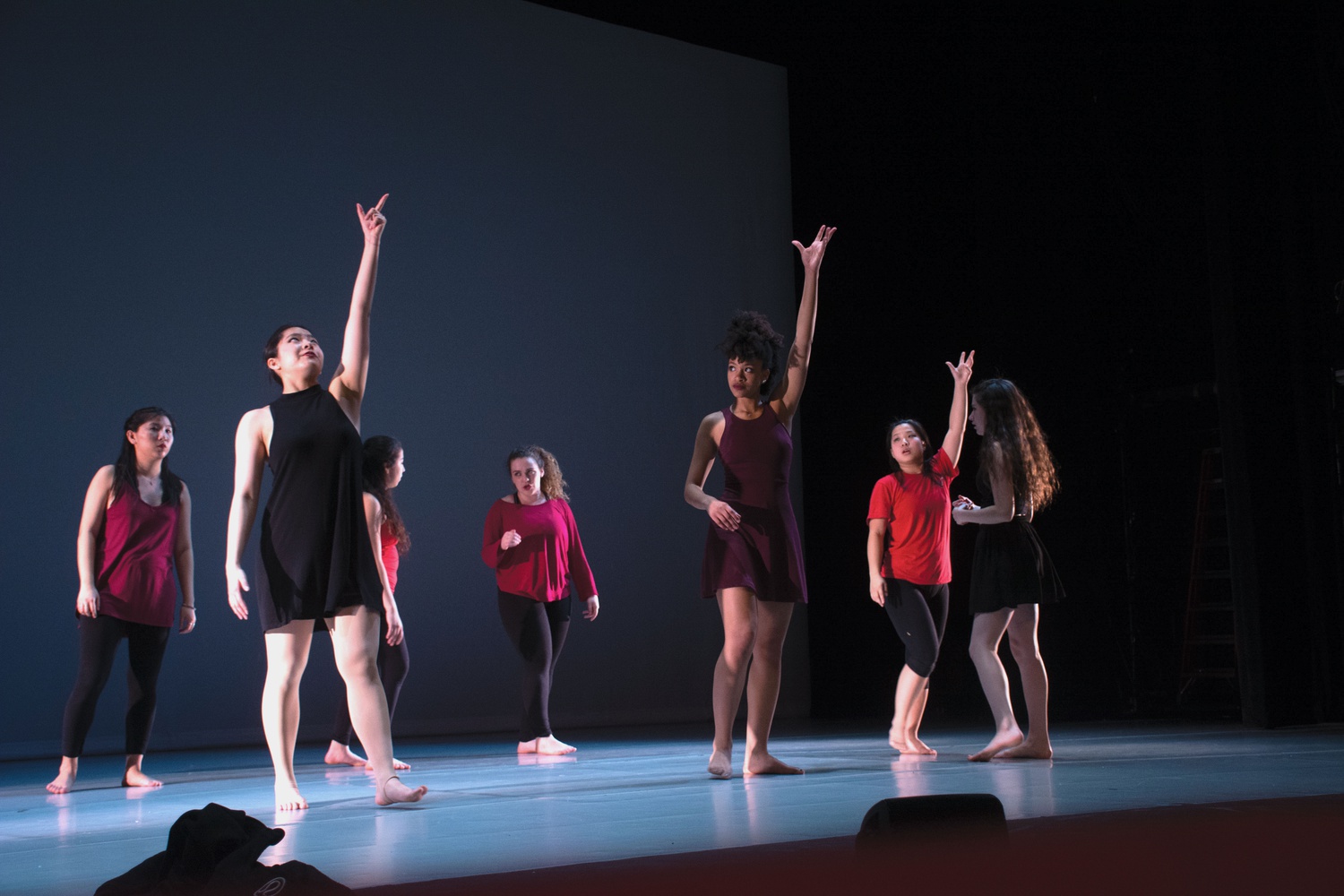Members of the Harvard Radcliffe Modern Dance Company rehearse for Exposure, a performance its producers say is inspired by photography and the photographic process. The show opens tonight in Farkas Hall.