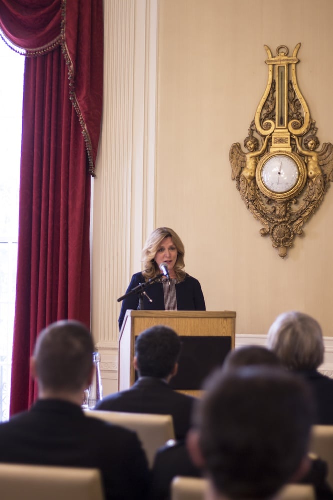 Air Force Secretary Deborah Lee James speaks about the Air Force during the signing ceremony in Loeb House on Friday morning.