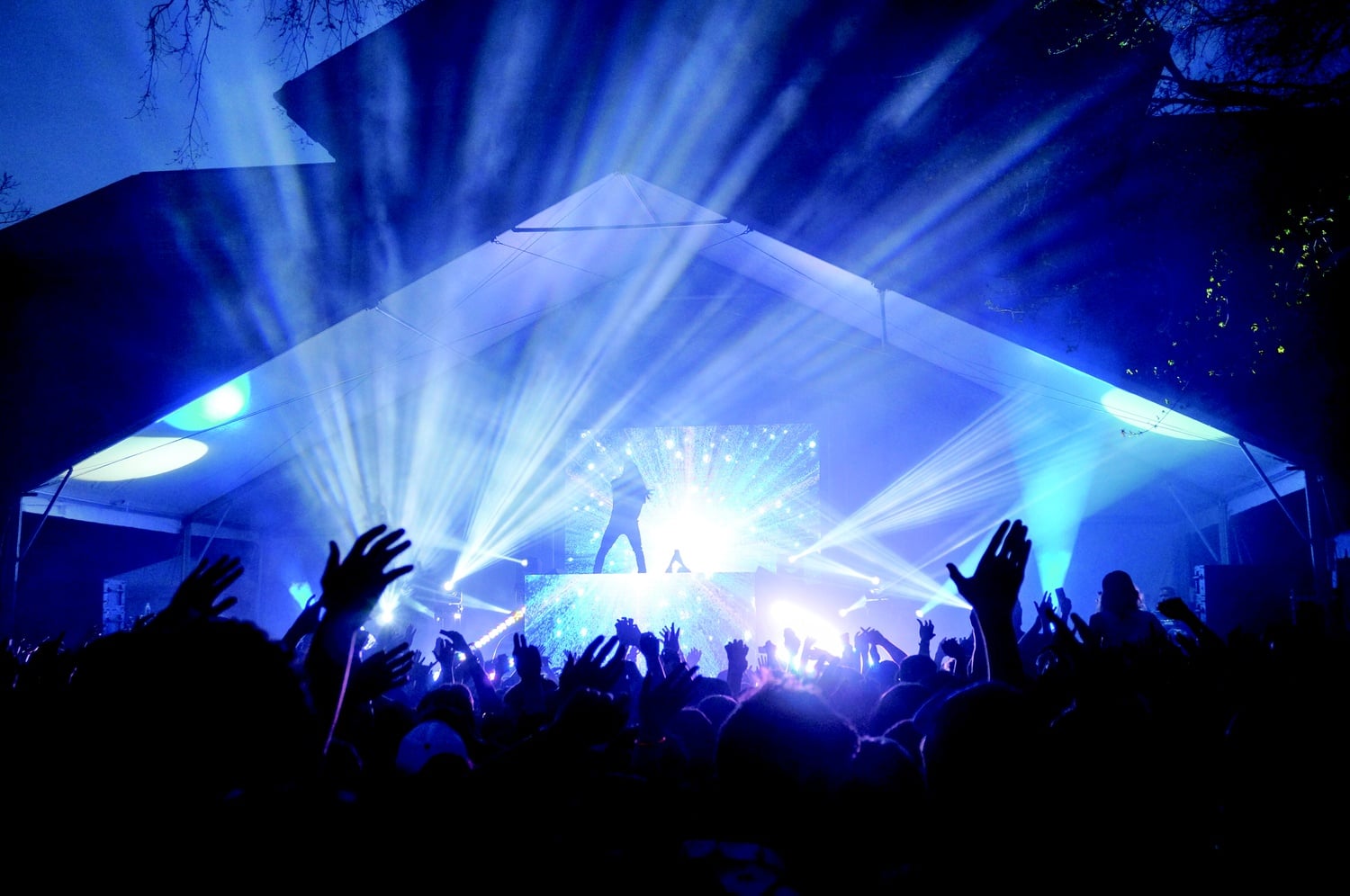 Steve Aoki performs his set for the crowd at Yardfest Sunday.