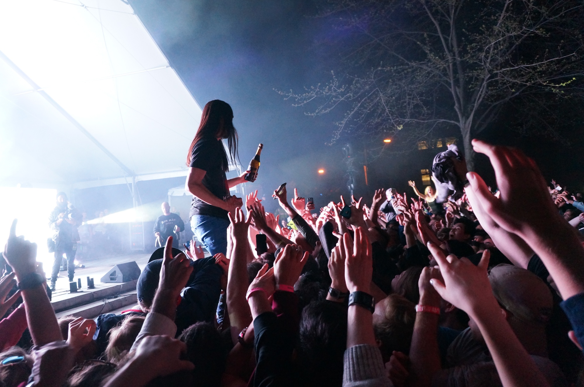 Yardfest headliner Steve Aoki entertains the crowd of students and guests Sunday.