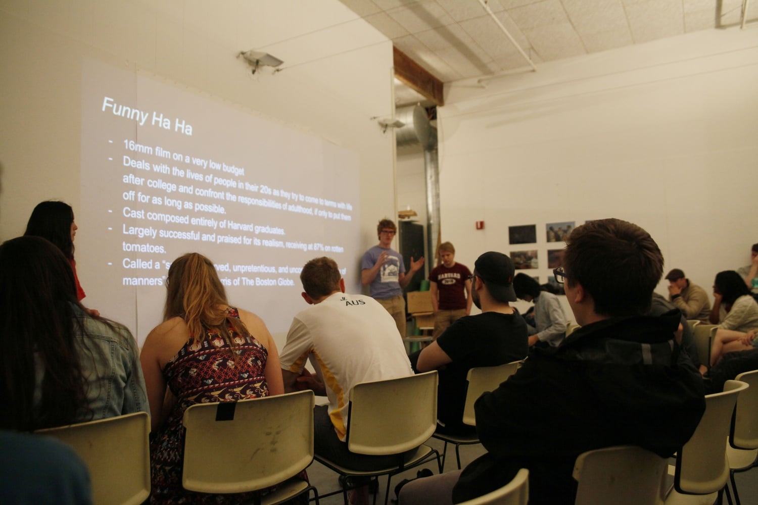 Students present their projects during VES 97: Sophomore Tutorial, which takes place in Linden Street Studios.  