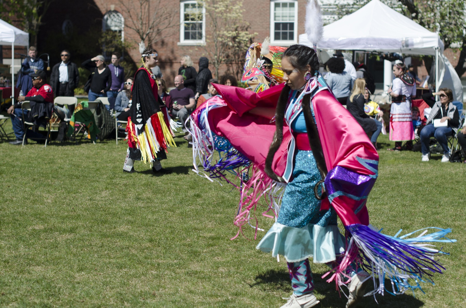 Harvard University Native American Program organizes its 21st annual Harvard Pow Wow in the Radcliffe Quad in May.
