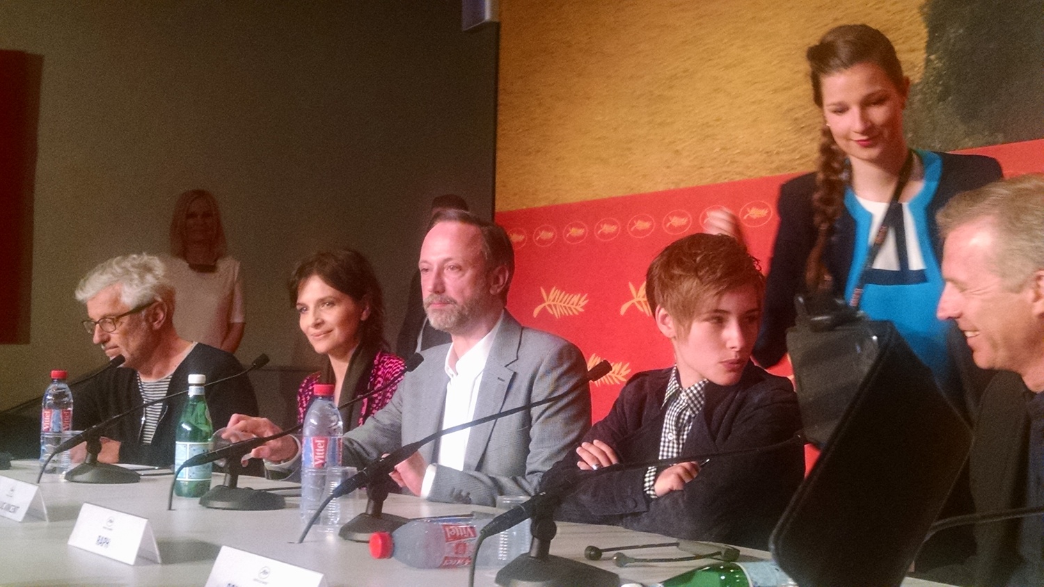 Actors from "Slack Bay" speak at a press conference immediately following the film's screening.