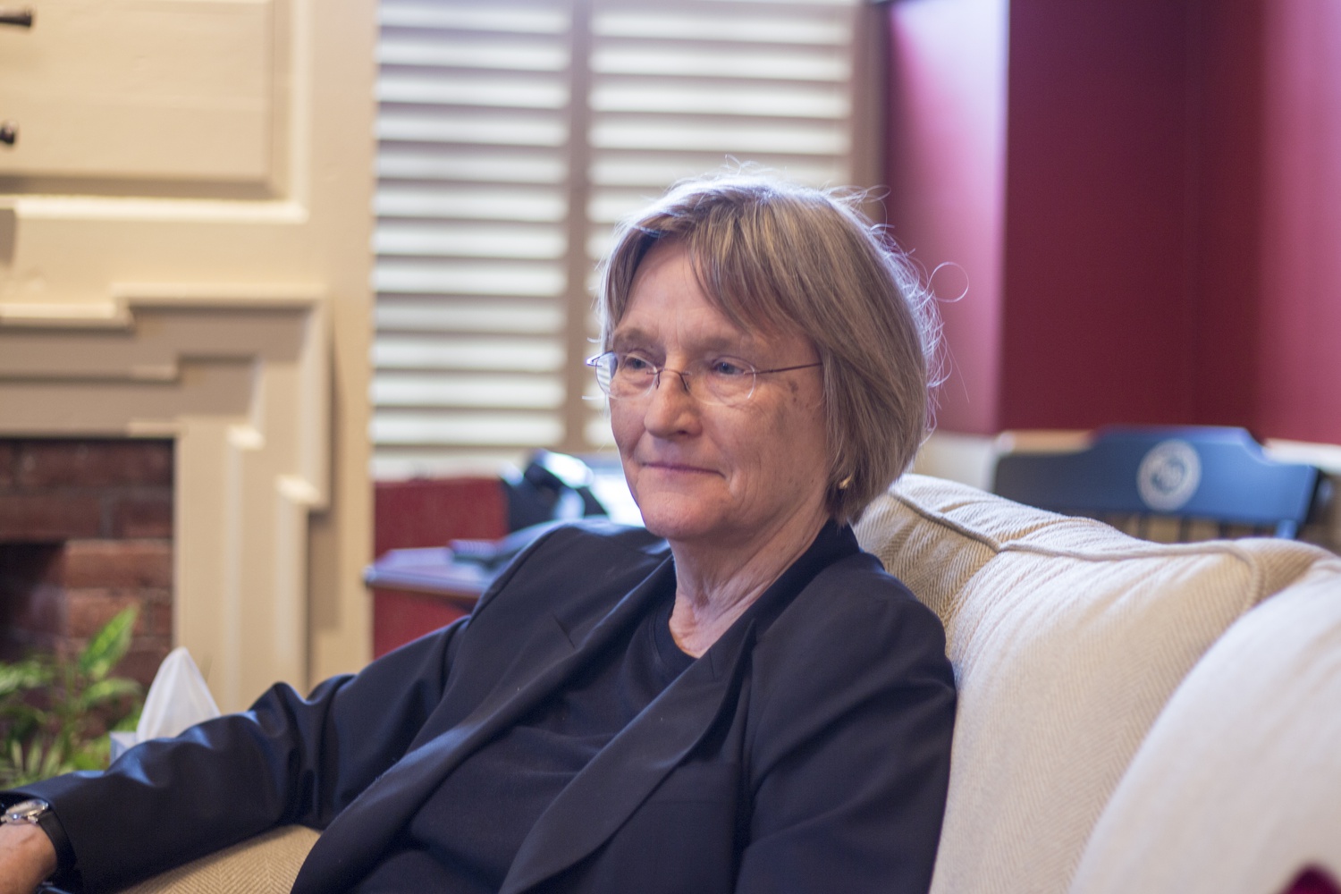 University President Drew G. Faust in her office.