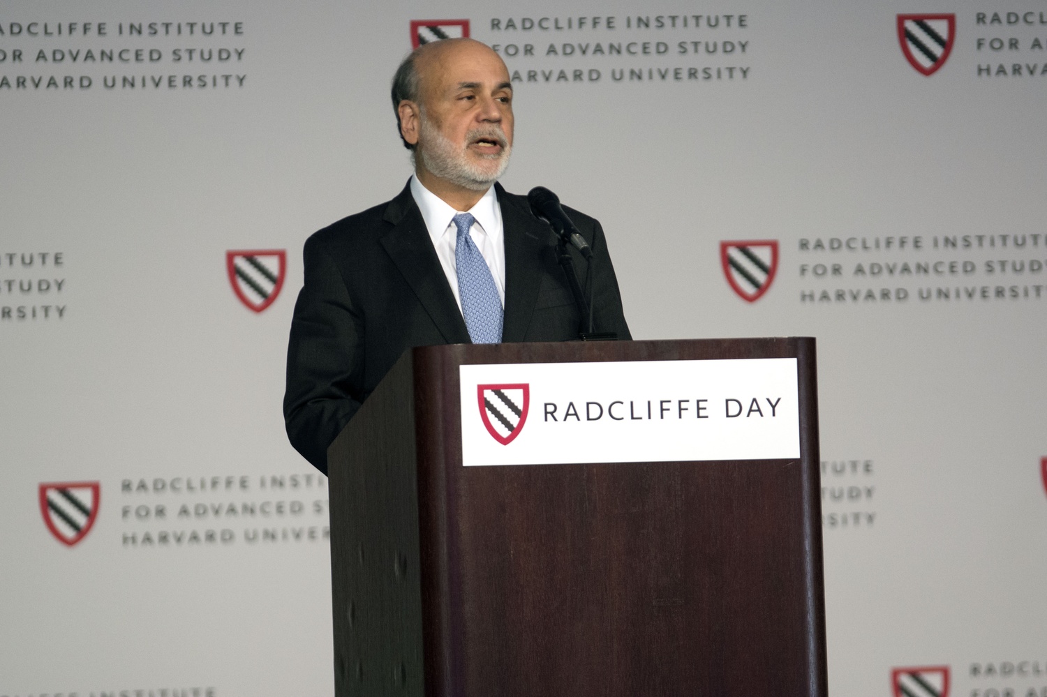 Former Chair of the Federal Reserve Ben S. Bernanke '75 speaks at Radcliffe Day on Friday.  