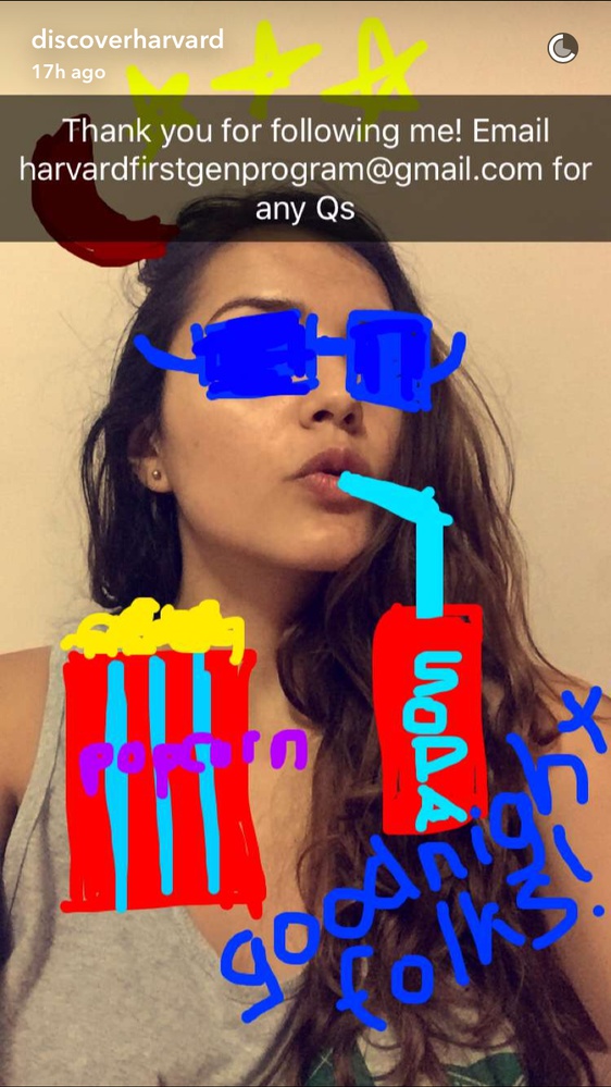 Harvard Admissions and Financial Aid Snapchat