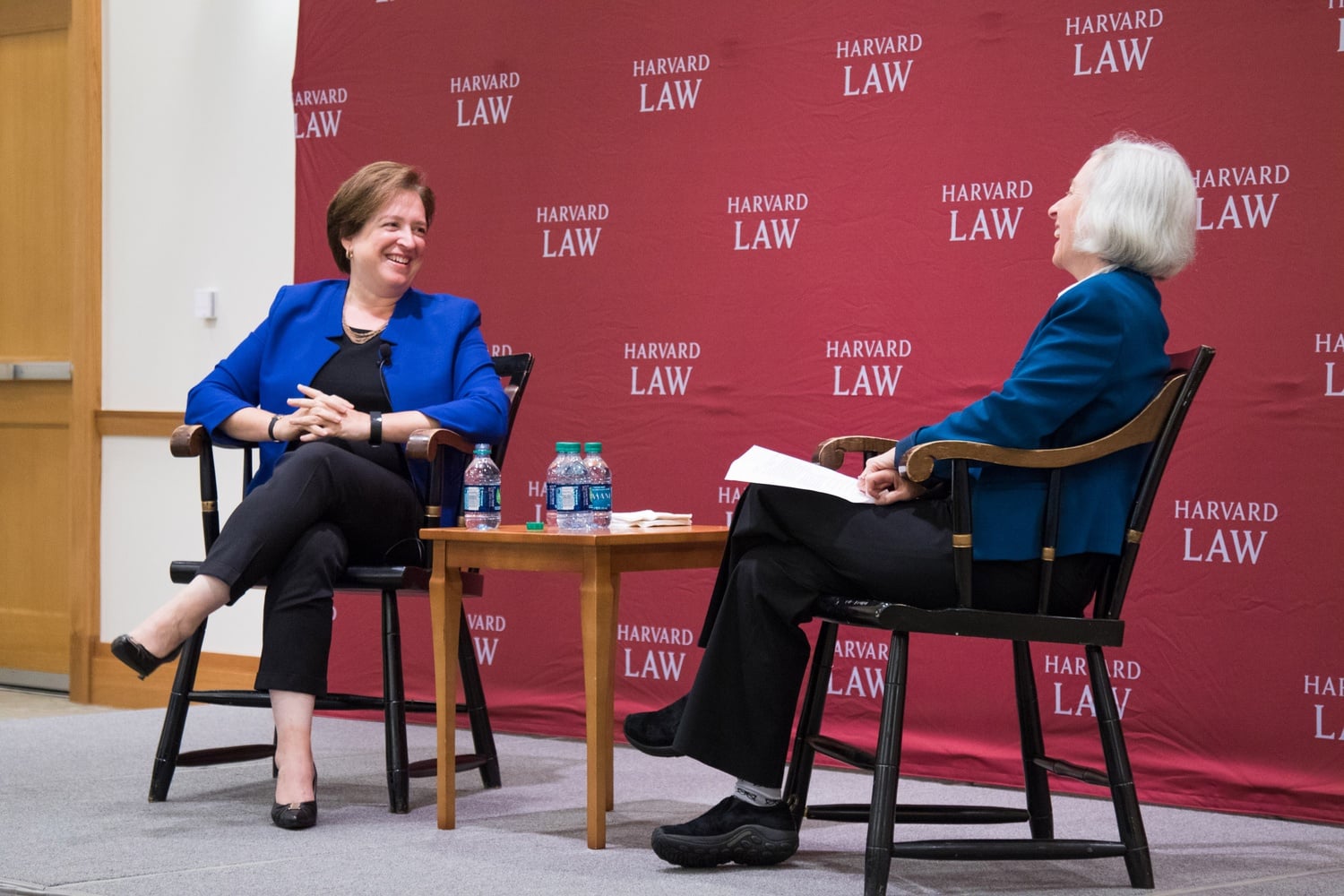Justice of the Supreme Court Elena Kagan in conversation with Harvard Law School Dean Martha L. Minow Thursday.