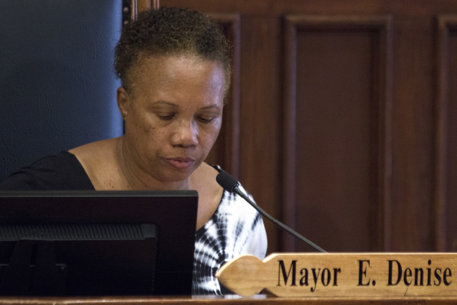 Cambridge Mayor E. Denise Simmons moderates Monday’s city council meeting at City Hall. The Cambridge City Council became the first in the Commonwealth of Massachusetts to pass a resolution supporting medical aid in dying. 