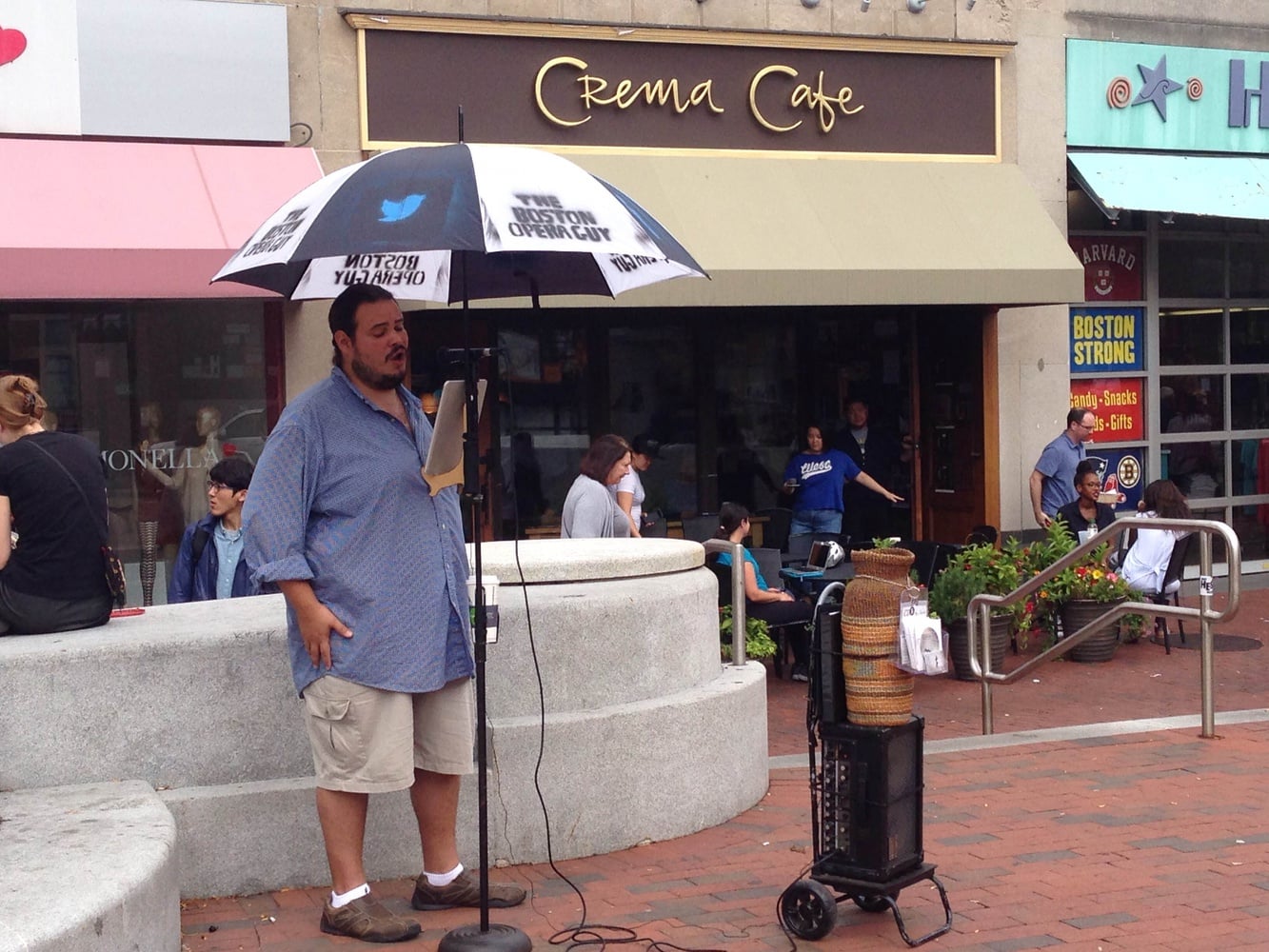 Marshall Richards, also known as The Boston Opera Guy, sings in Brattle Square on Thursday, Sept. 8.
