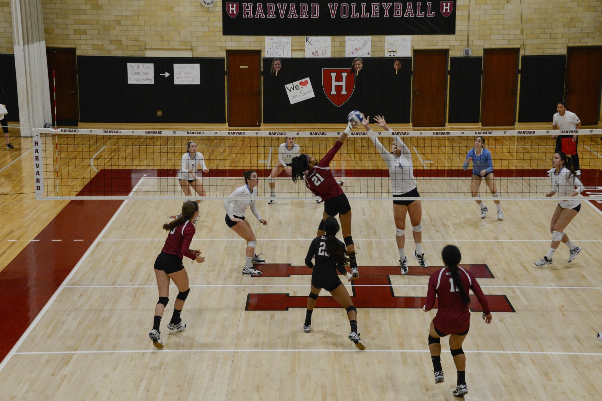 Sophomore Christina Cornelius spikes a ball during the Crimson’s 3-0 victory against Columbia on November 7, 2015. Without its four graduated seniors, the team will rely on all of its returning and new members, and especially Cornelius and co-captain Corie Bain to lead the team’s attack as it looks to snap its losing streak.