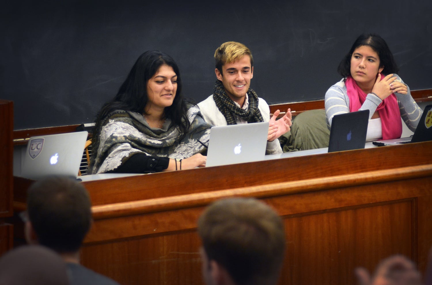 Shaiba Rather '17 and Daniel V. Banks '17 lead a debate at the Undergraduate Council council meeting Sunday night about whether the UC should endorse HUDS workers in the upcoming strike. The UC ultimately voted in favor of support.