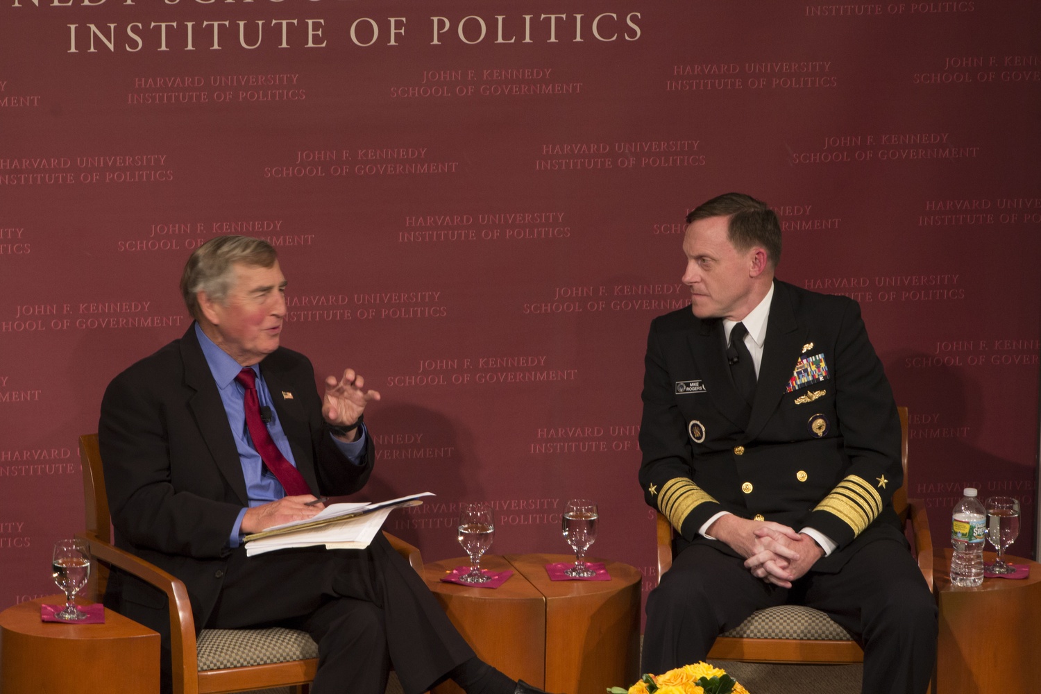 Admiral Michael S. Rogers, director of the National Security Agency, spoke with Belfer Center Director Graham T. Allison ’62 at the John F. Kennedy, Jr. Forum on Wednesday evening.