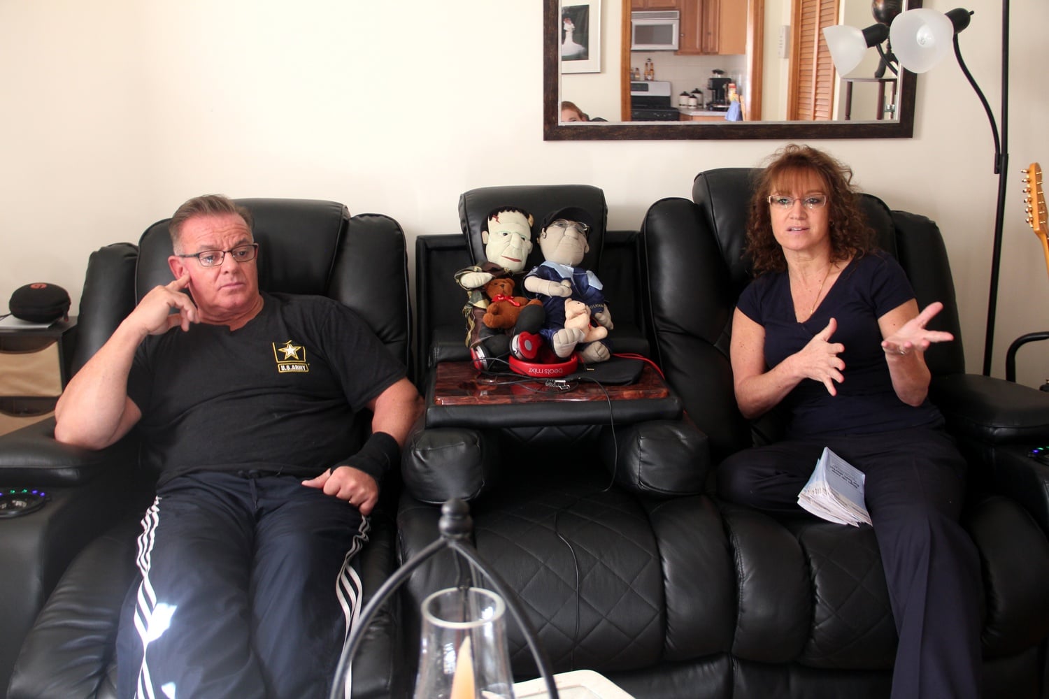 Anabela and her husband Chris Pappas at their home in Somerville, Mass. Anabela has been working for HUDS since she was sixteen years old; as a Type I diabetic, she discusses the importance of the health benefits she and her coworkers are striking for.