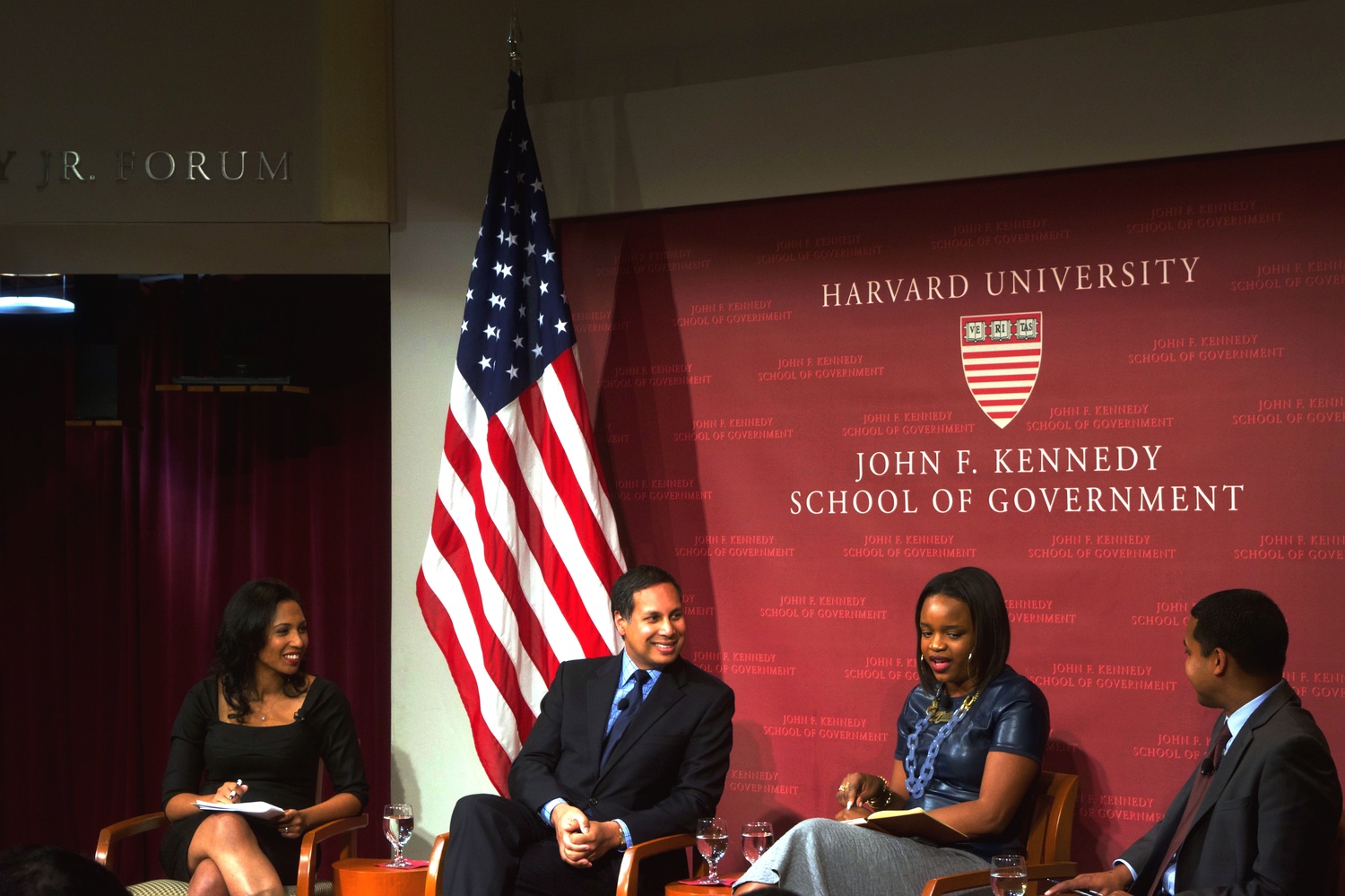 Leah Wright Rigueur moderates a discussion with Avik Roy, Brittany Packnett, and Paul Monteiro about the consequences of Obama’s presidency surrounding race and justice issues in the United States. 
