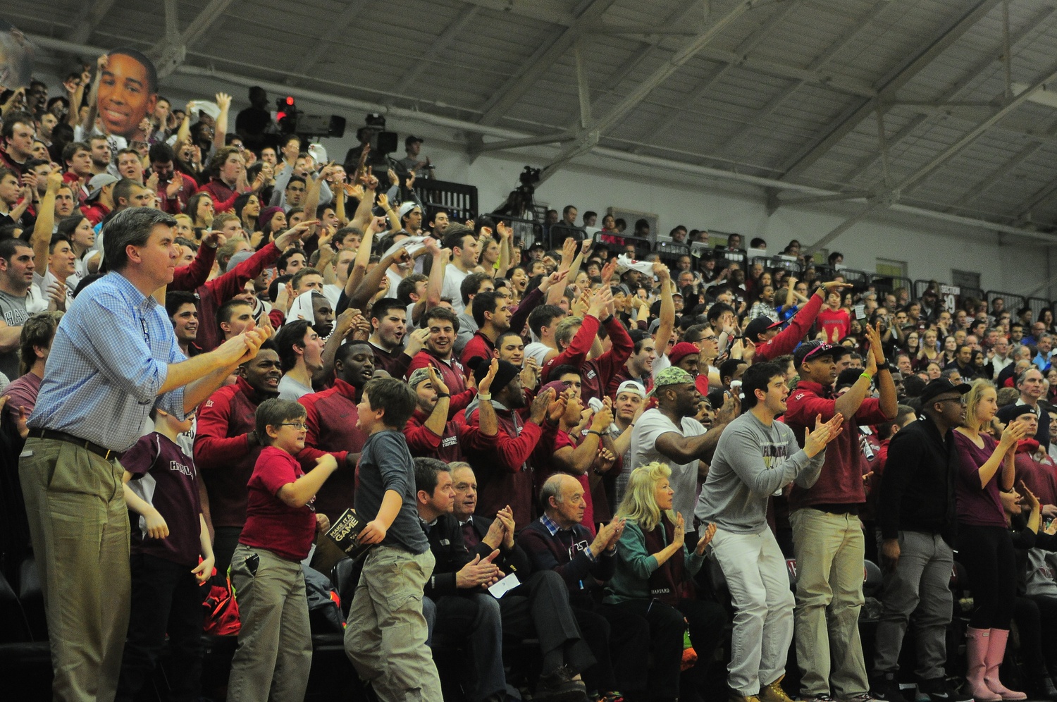 The Harvard student section was raucous during the men's basketball team's 2015 matchup with Yale.
